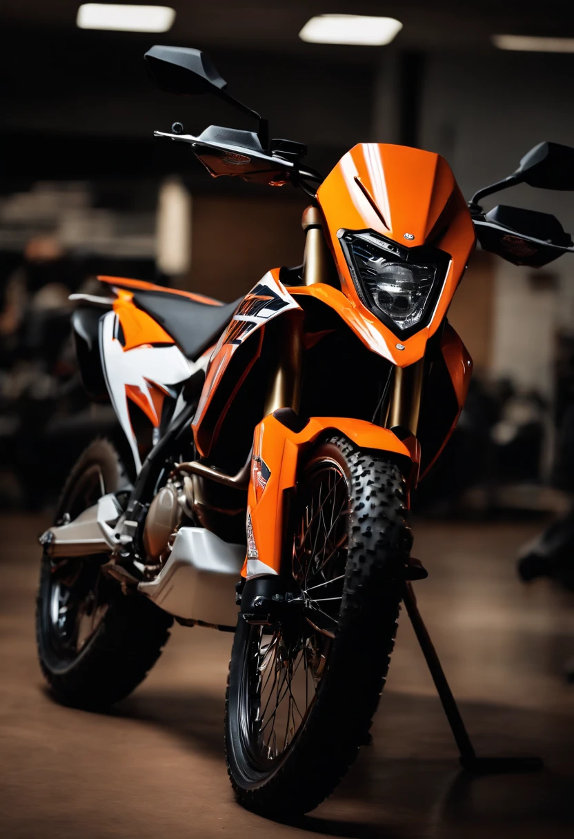 KTM 450 on the showroom floor, perfect image, crystal clear,
