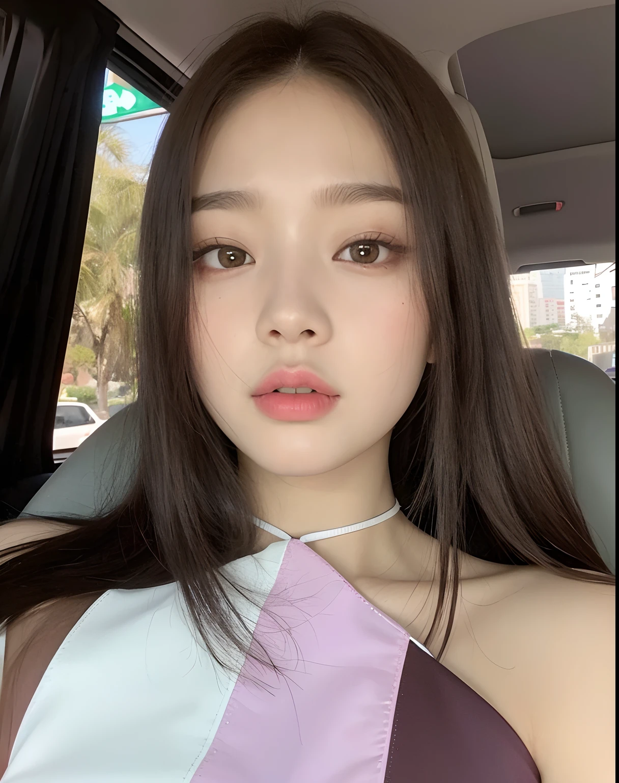 Wonyoung from IVE face, foto realista, ultra HD, 8k, big juicy lips 