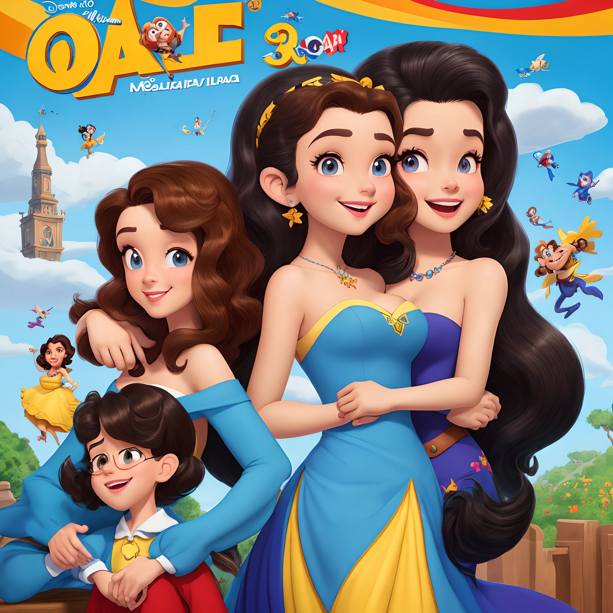 Poster no estilo Disney pixar, alta qualidade, melhor qualidade, mulher sexy branca, 30 anos cabelo comprido preto, delicada, baiana, com fundo na sala de aula da faculdade de arquitetura