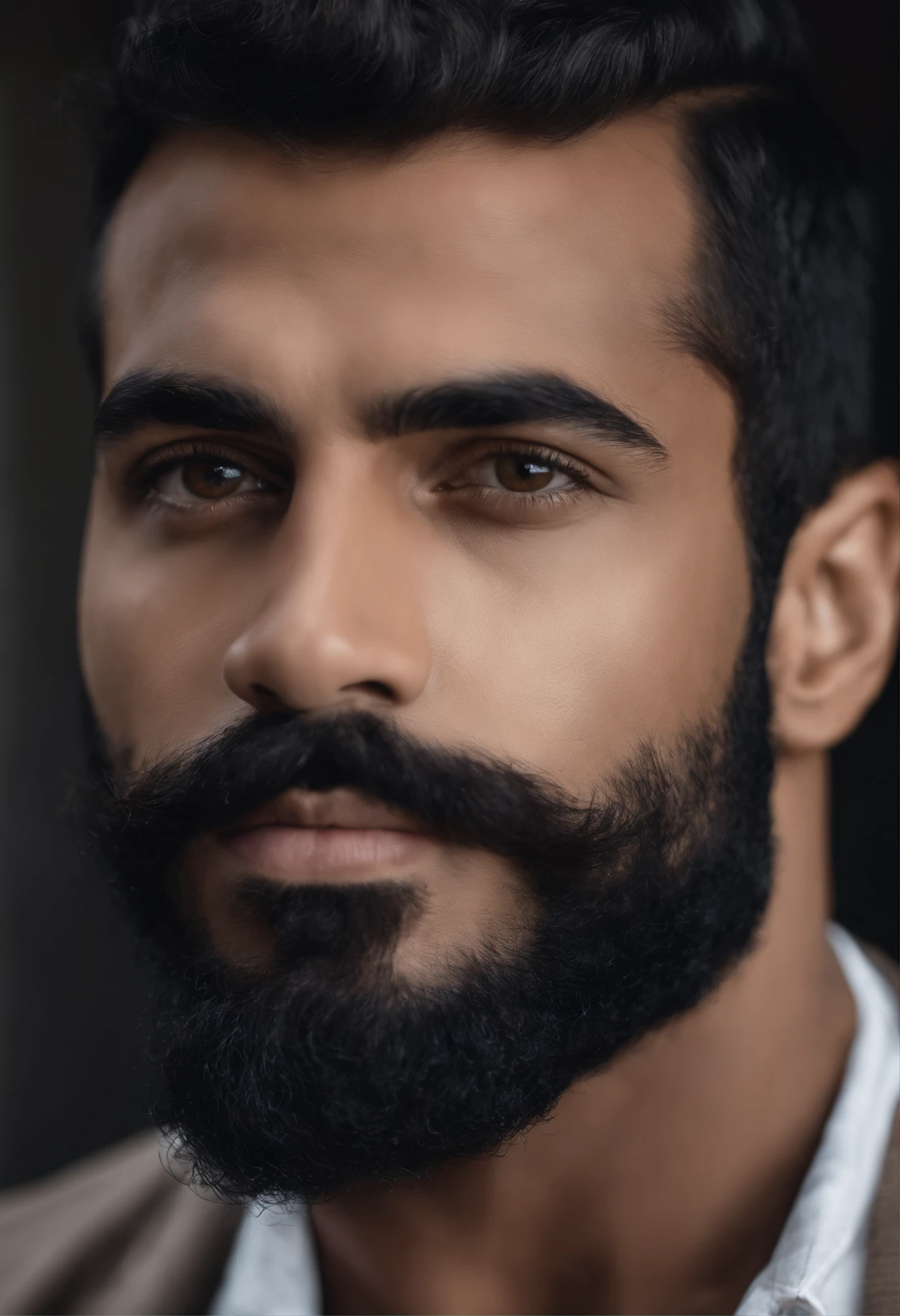 Homem africano musculoso com barba e bigode na camisa branca, best quality,4k,8k,homem muito atraente com barba, pelos faciais bem cuidados, FOFO, breath-taking, Realista, imagem ultrarrealista, Bigode Natural, macho velho,foto retrato suave 8 k, retrato muito detalhado, bigode grosso, estilo hiper-realista, barba fina e brilhante, pelos faciais curtos, Bartstoppeln, FOFO, rosto detalhado, retrato ultra realista, cabelos grisalhos,terno elegante, boca aberta,