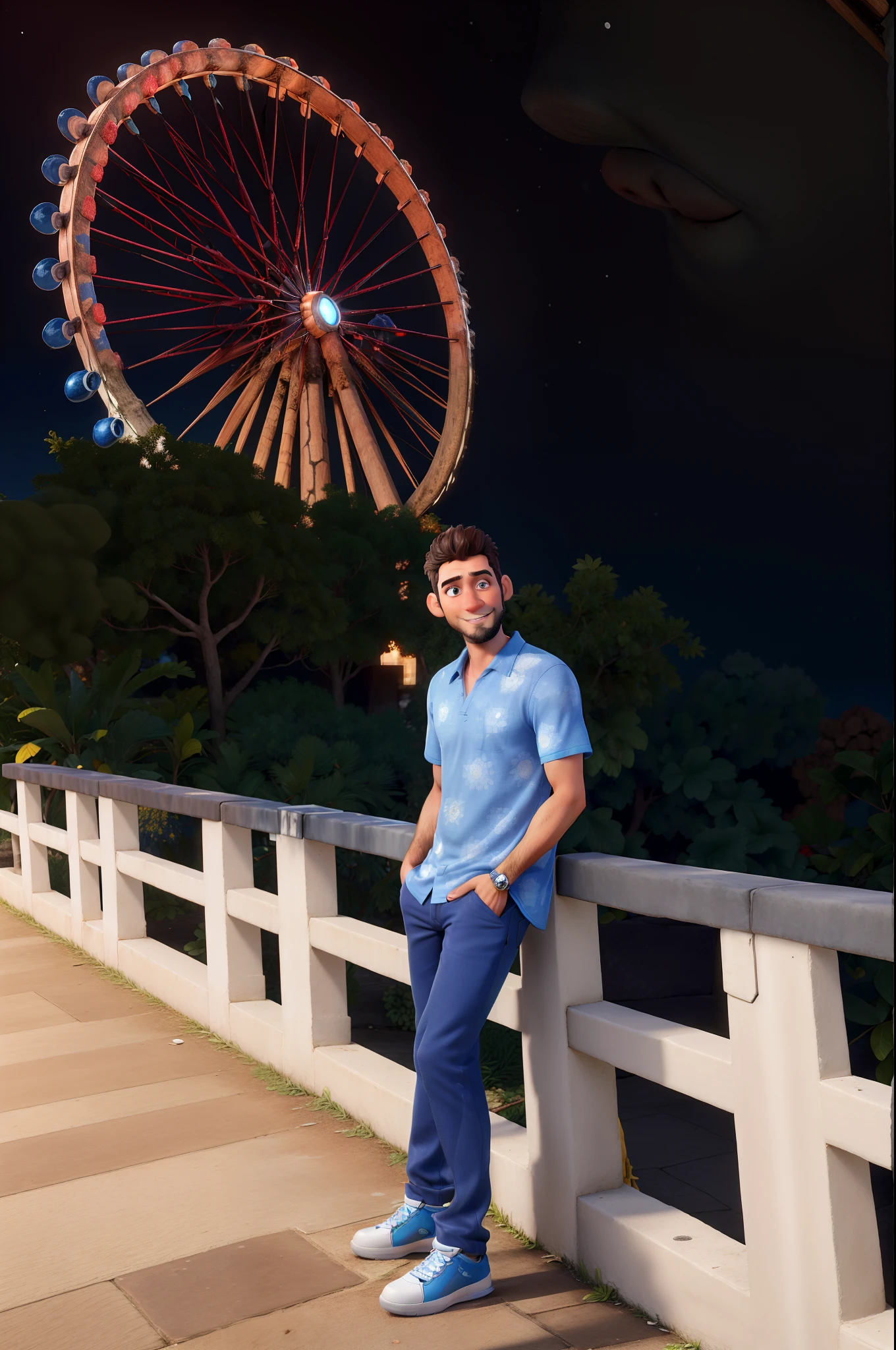 Um homem da frente, alta qualidade, Realistic, ultra realistic, vestindo uma camisa azul de manga comprida com detalhes pretos, encapuzado, olhos azuis brilhantes, com efeitos, DJ