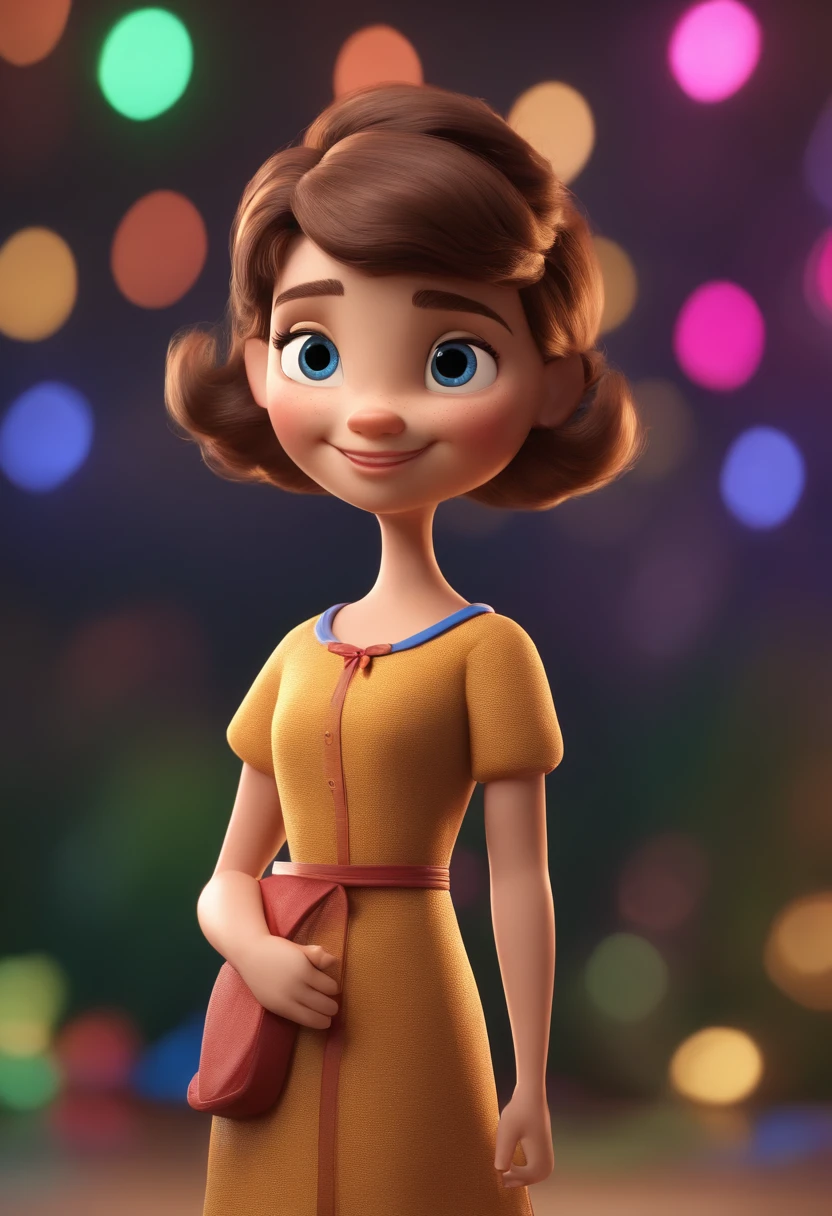 Cartoon character of a woman with bible in hand and a rainbow color dress, animation character, Caractere estilizado, animation style rendering, 3D estilizado, Arnold Maya render, 3 d render stylized, toon render keyshot, Personagem 3D, Personagem 3D, 3d rendering stylized, 3 d character render, personagem de desenho animado, Personagem de close up, Pose de personagem, (Estilo Pixar) (master part:1.2) (Bokeh) (best quality) (pele detalhada) (textura detalhada) (8k) (argila) (Cinematic lighting) (foco nítido