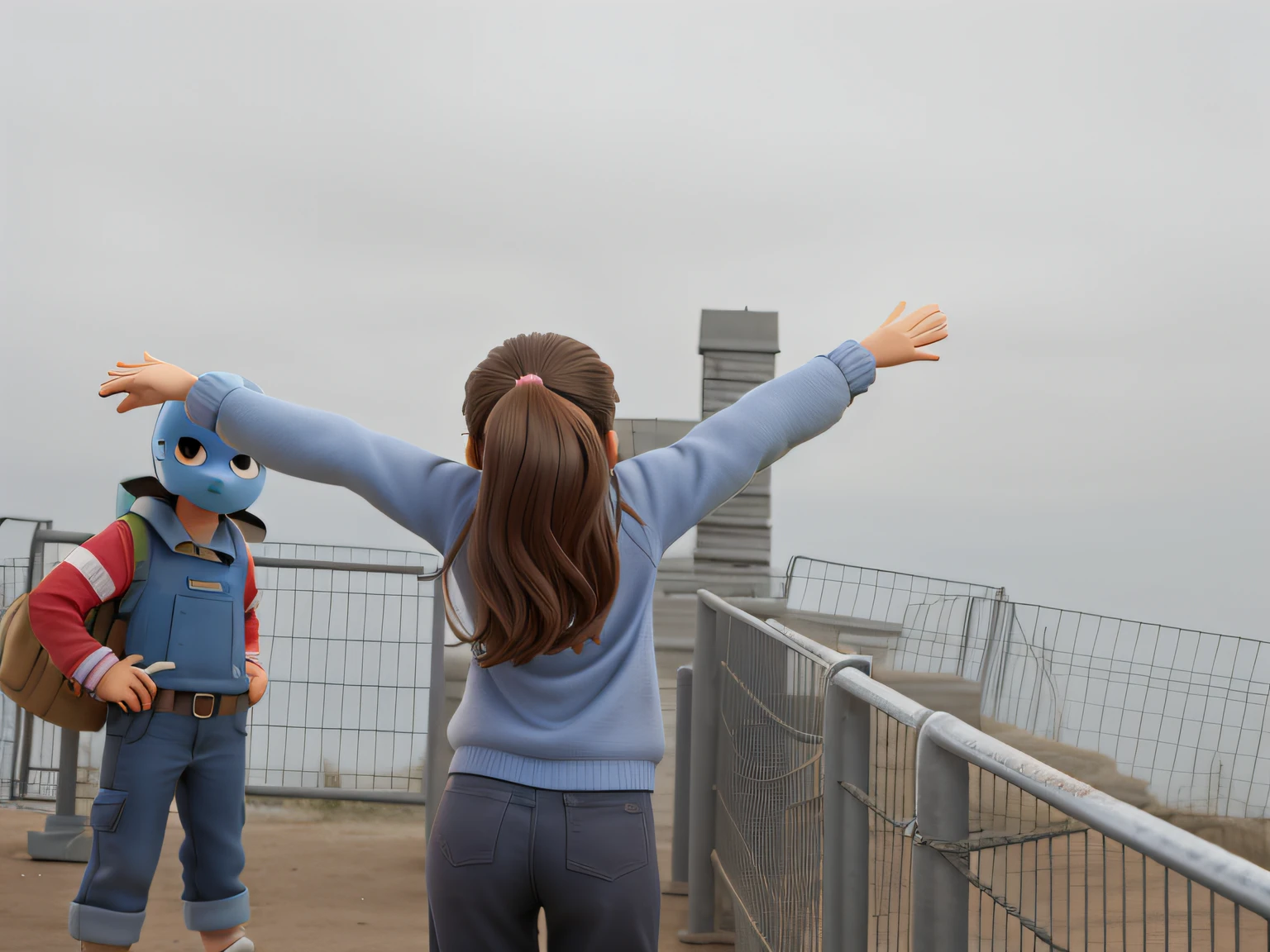 Girl opening her arms