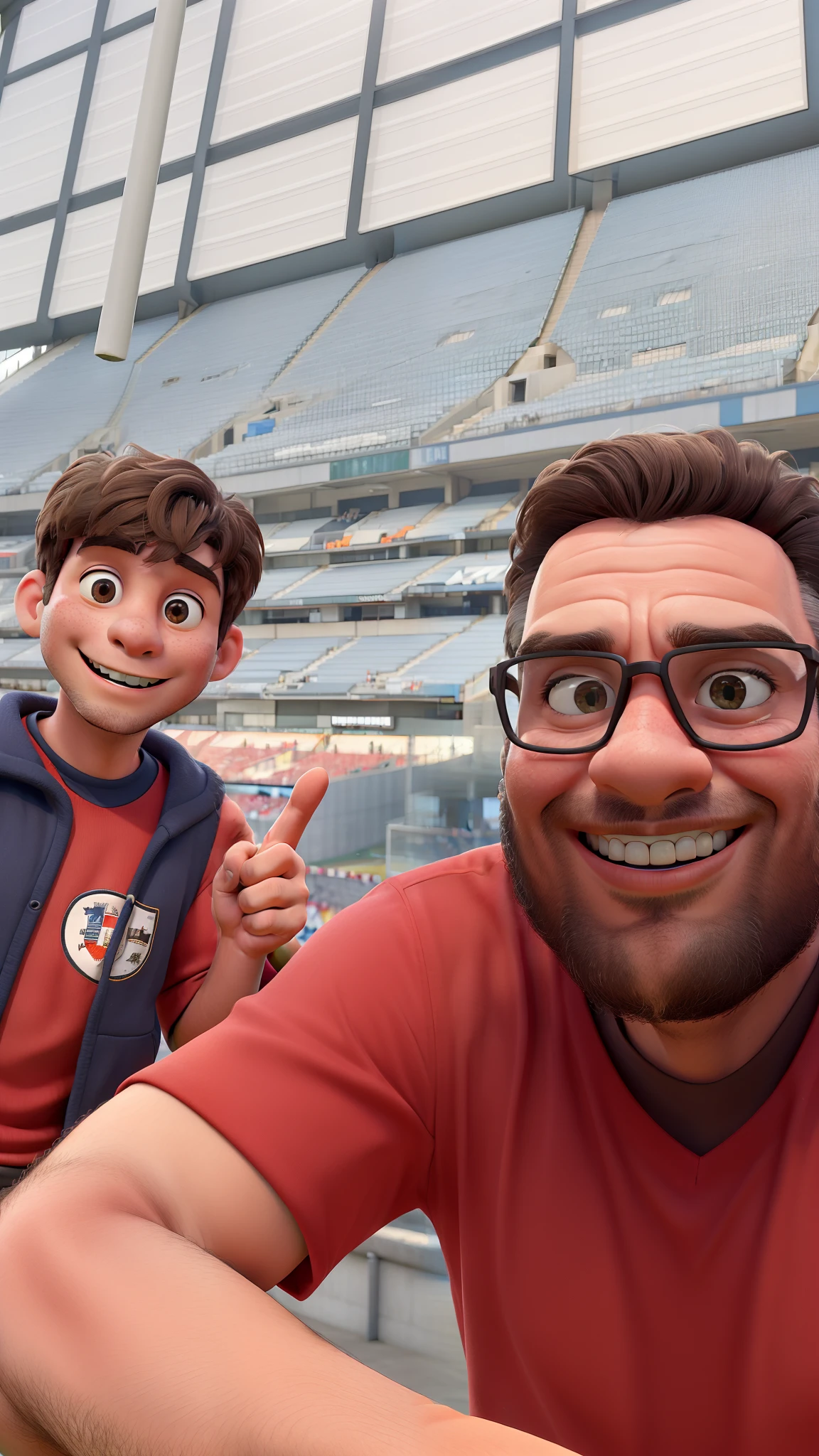obra-prima, de melhor qualidade, Father and son in a football stadium, felizes