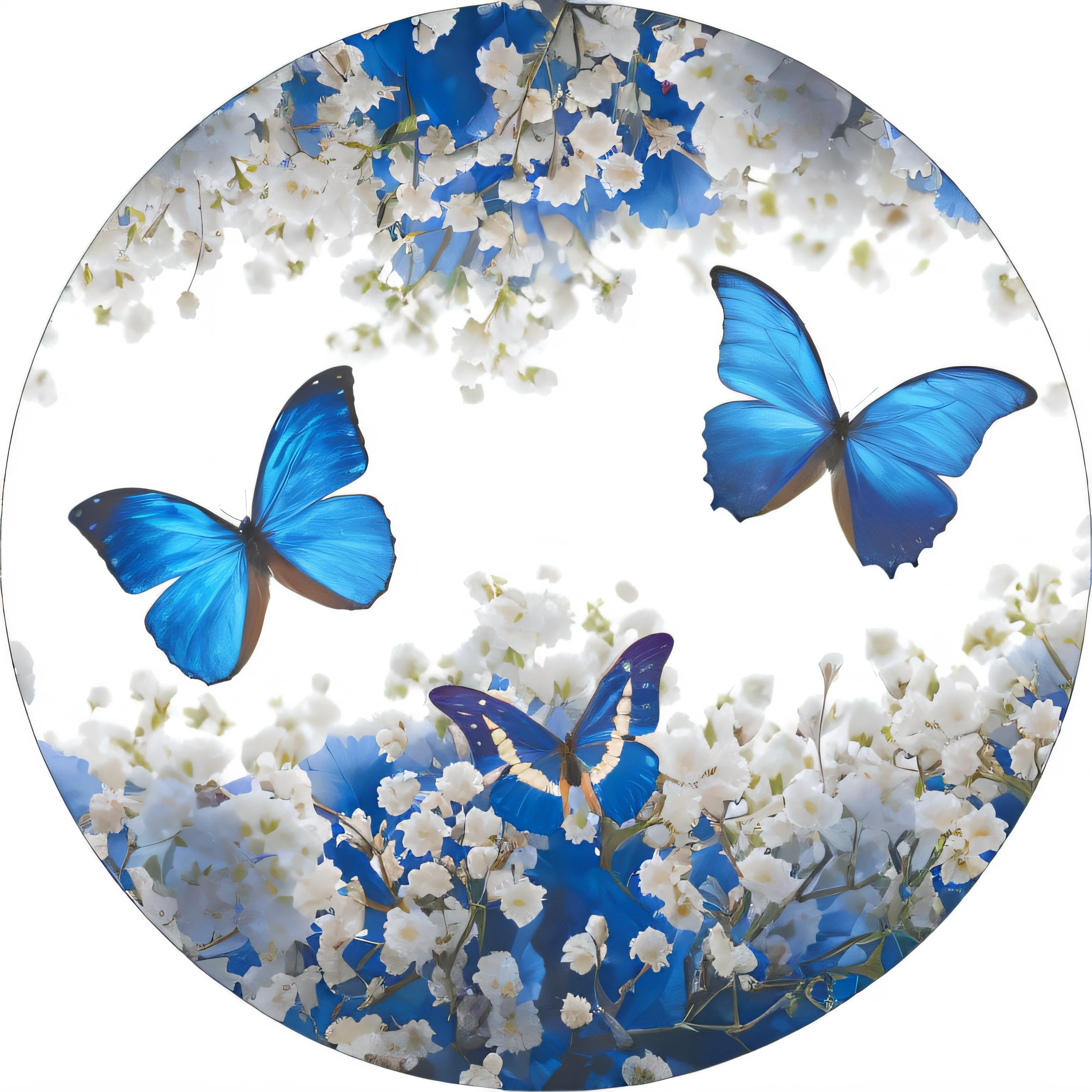 Butterflies flying around a white flowering tree with blue sky, borboletas azuis brilhantes, flores e borboletas, Harmonia da borboleta, Borboletas, Directed by: Paul Davis, Butterflies and birds, Borboletas em primeiro plano, 8 K - H 7 6 8, birds and butterflies, joias de borboleta safira, 8 K - H 7 0 4, harmonia da natureza, butterflies floating in the sky