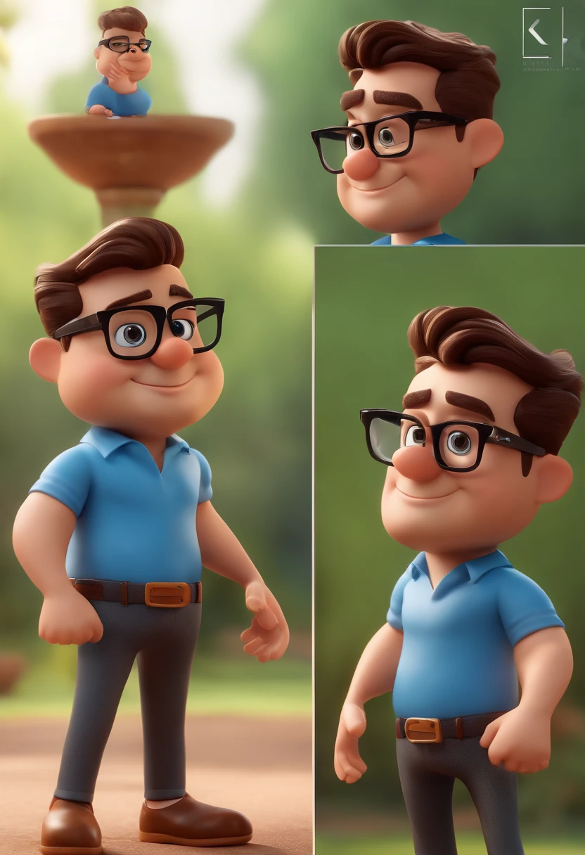 Cartoon character of a man with black glasses and a blue shirt, animation character, Caractere estilizado, animation style rendering, 3D estilizado, Arnold Maya render, 3 d render stylized, toon render keyshot, Personagem 3D, Personagem 3D, 3d rendering stylized, 3 d character render, personagem de desenho animado, Personagem de close up, Pose de personagem, (Estilo Pixar) (master part:1.2) (Bokeh) (best quality) (pele detalhada) (textura detalhada) (8k) (argila) (Cinematic lighting) (foco nítido
