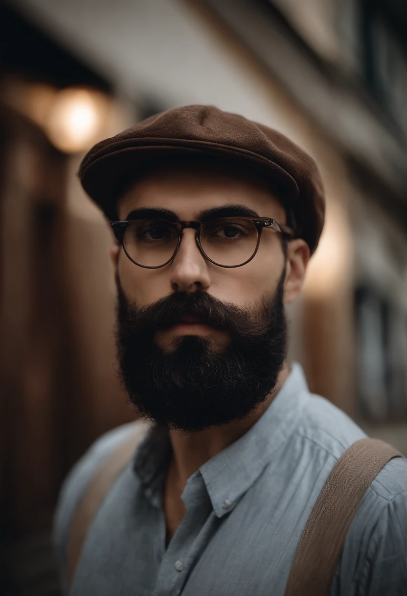 There's a man with glasses and a beard in front of a wall, imagem de qualidade muito baixa, neckbeard, Streamer do Twitch / Jogador Ludwig, foto de baixa qualidade, Fotografia selfie 8k, imagem frontal, com uma barba pequena, barba pequena, qualidade muito baixa, fotografia de baixa qualidade, barba cheia, barba clara, granulado de baixa qualidade, Carregado