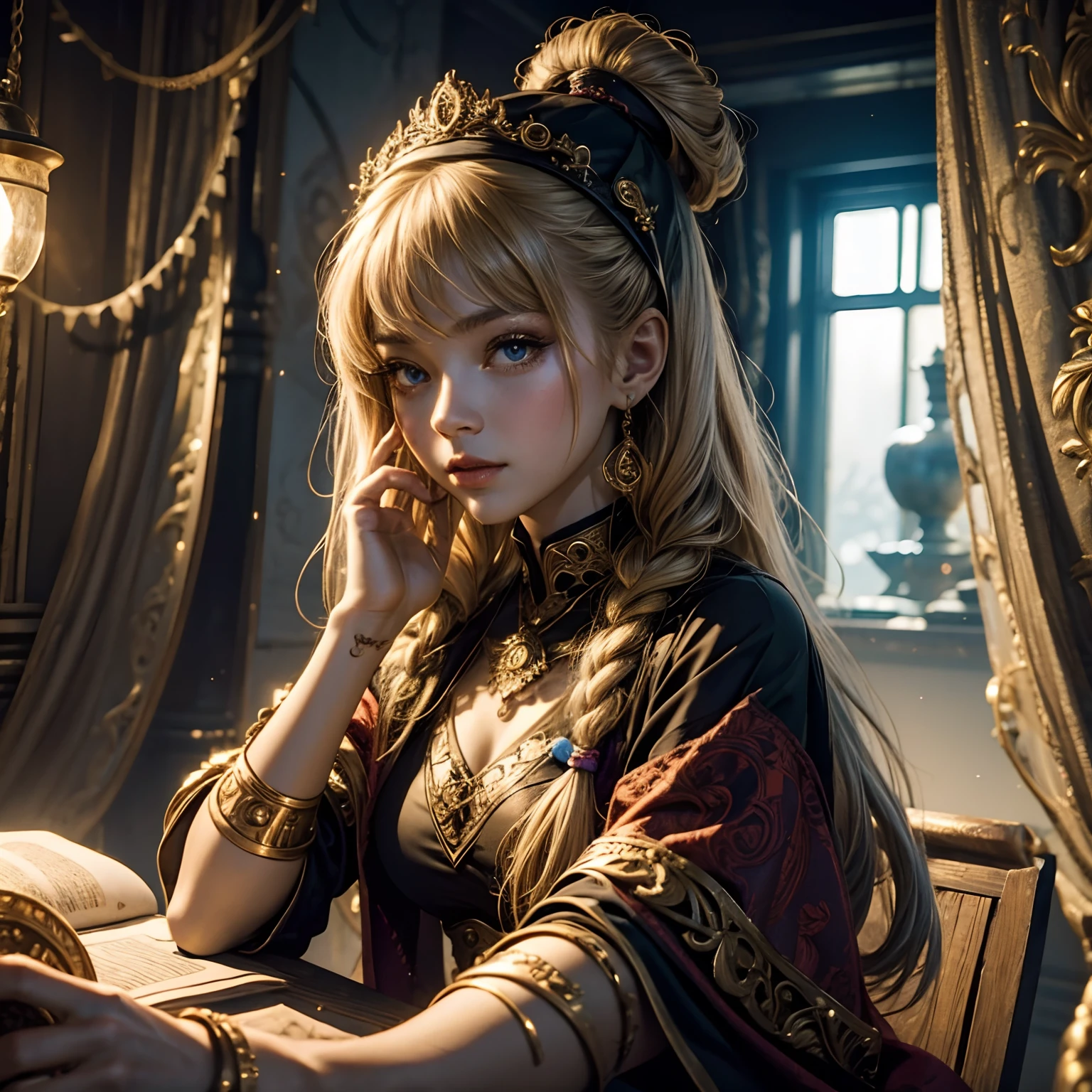 Young female fortune teller facing the front