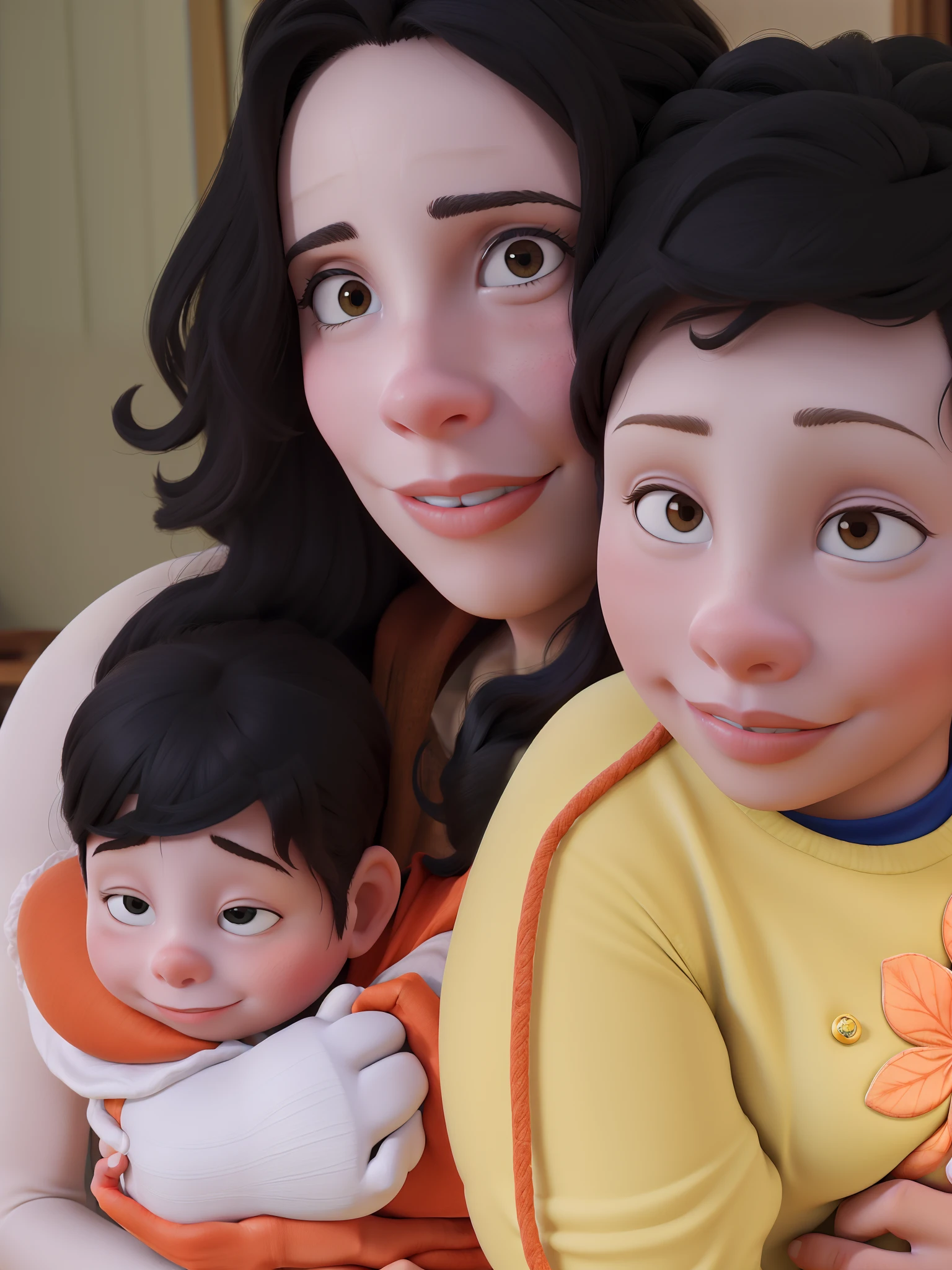 Obra-prima, de melhor qualidade, Woman hugging her children