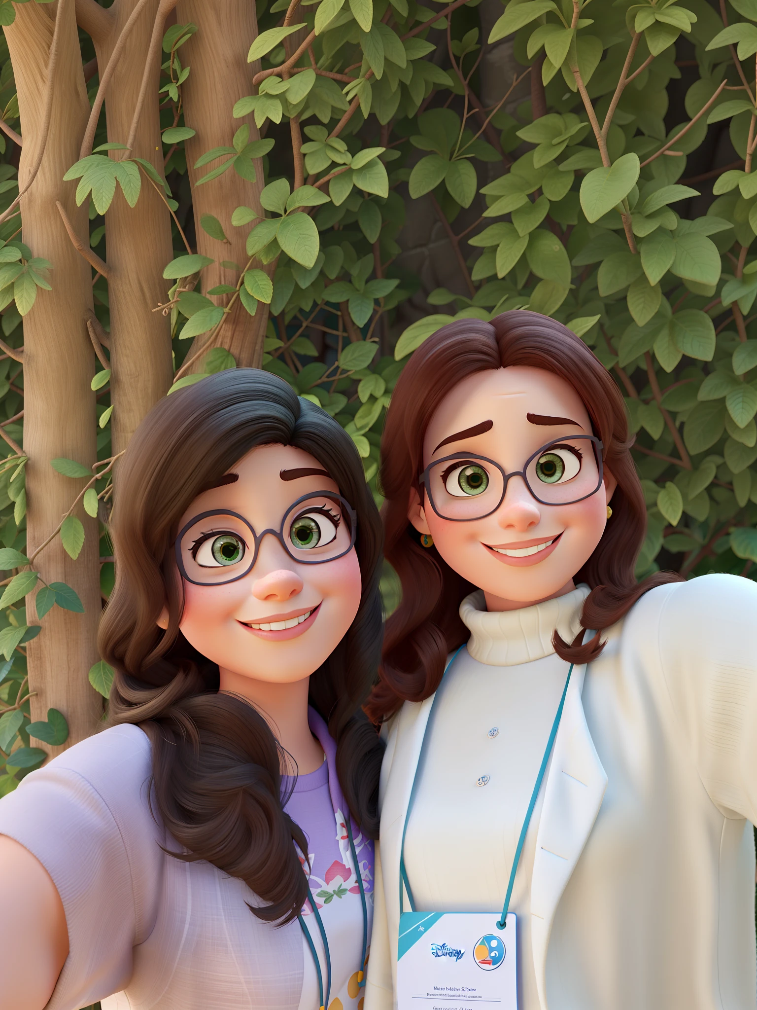 Duas mulheres estilo disney pixar, alta qualidade, melhor qualidade
