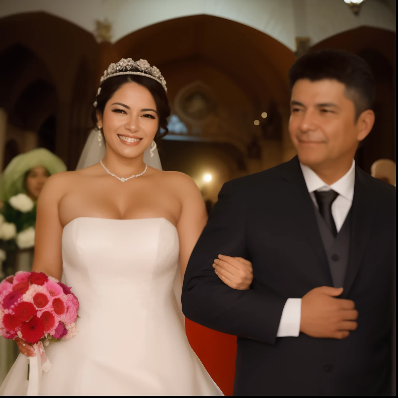 Brides and grooms walking down the aisle of the church with flowers in hand, casamento, celebrar um casamento ilegal, Alanis Guillen, noivos, Jose Miguel Romano Francisca, noiva, imagem de perfil, Karla Ortiz, Casal feliz, foto do casamento, Marischa Becker, Jaqueline E, Lorena Avarez, Malika Favre, José Moncada, foto do perfil, Rainha Rocin