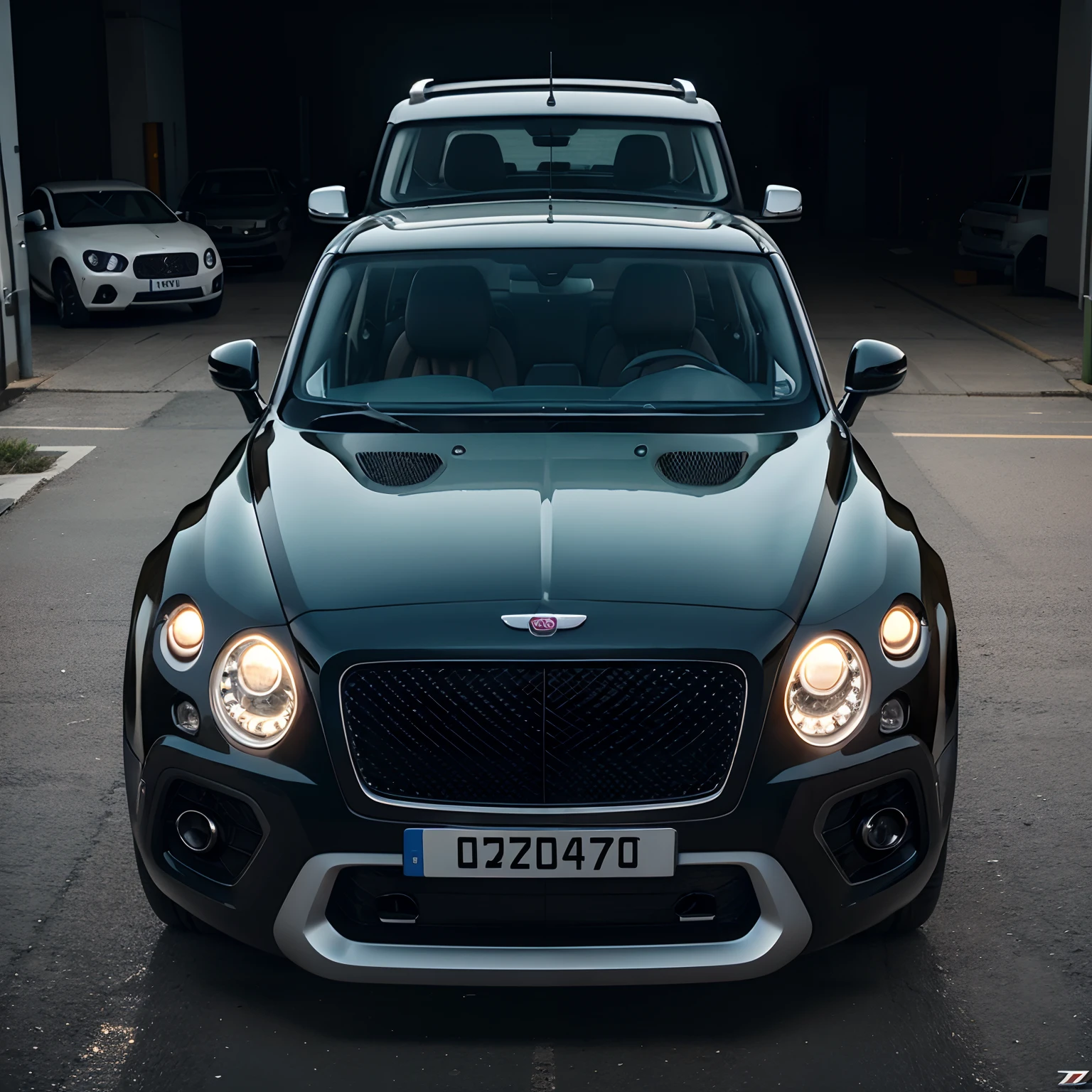 Generate photo, studio quality photo, one car, hybrid car 2in1, LADA NIVA and Bentley Continental, more VAZ forms