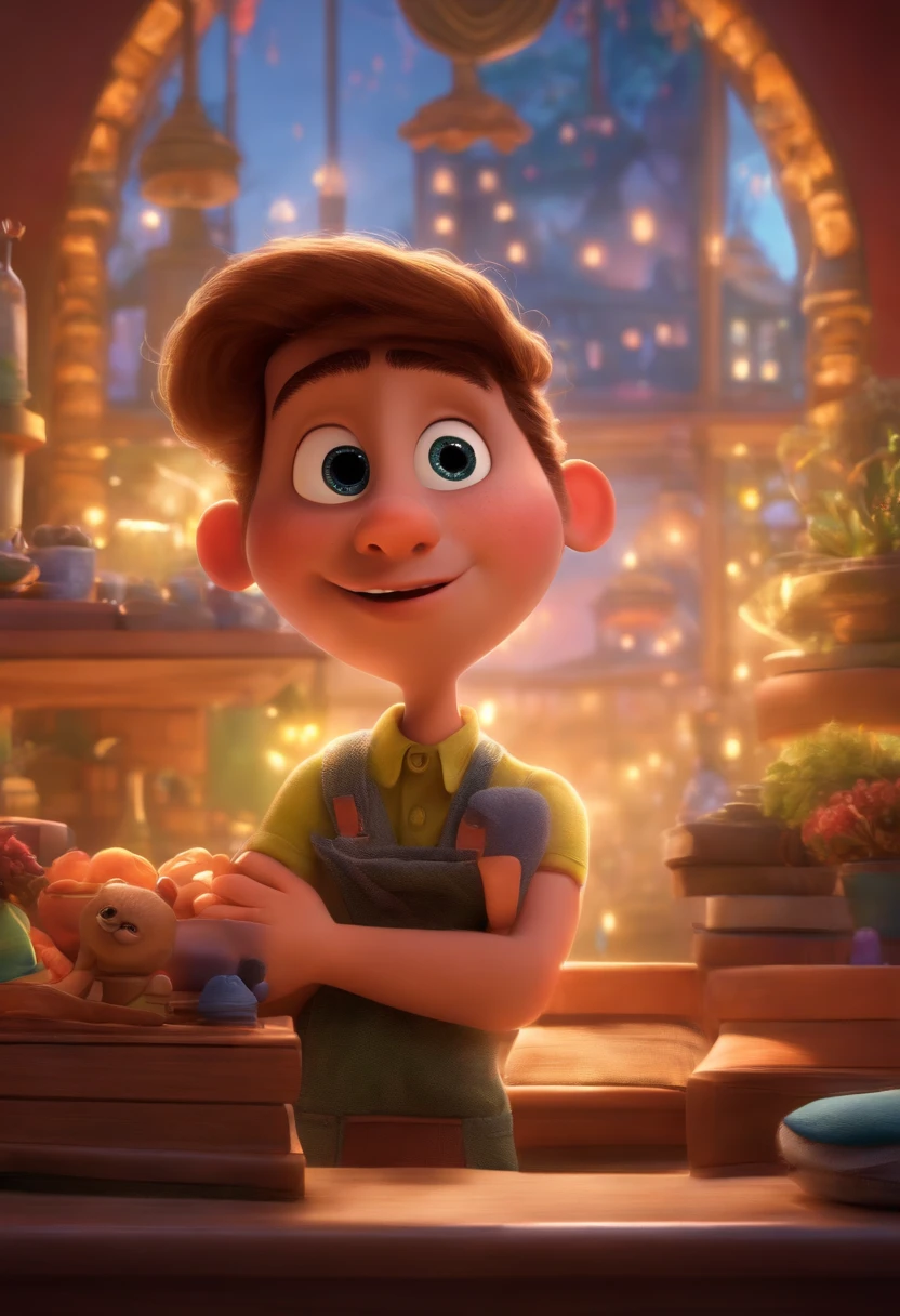 A Dream Architect Inspired by Pixar Animation, de perto. The character takes center stage with captivating facial expressions, oferecendo um toque de irrealidade