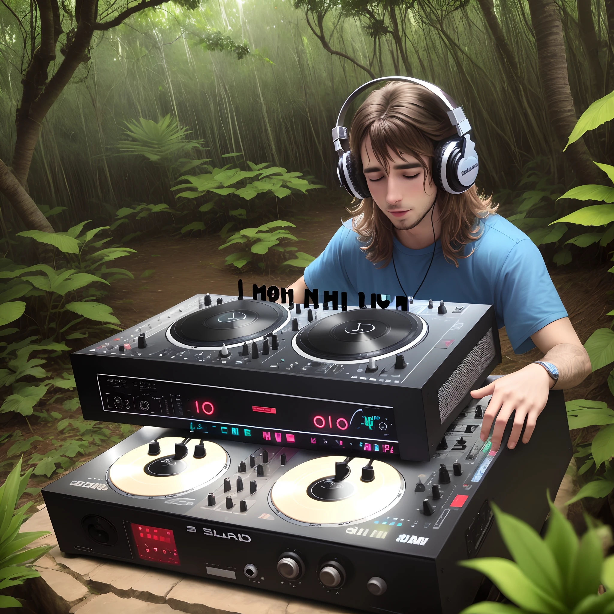 DJ tocando na selva