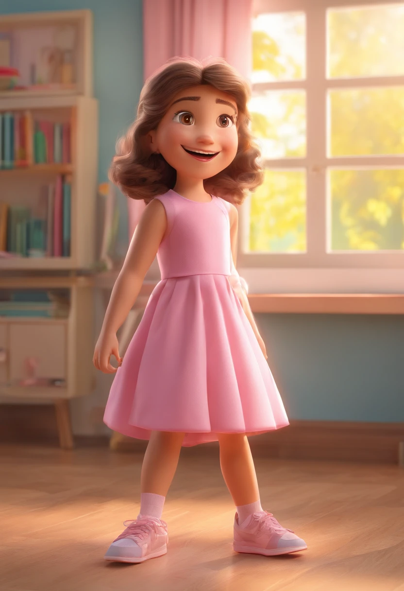 Cartoon character of a cute 1-year-old girl with round dark eyes, in the garden of the house, in the background is a sakura tree, zanimation character, Caractere estilizado, animation style rendering, 3D estilizado, Arnold Maya render, 3 d render stylized, toon render keyshot, Personagem 3D, Personagem 3D, 3d rendering stylized, 3 d character render, personagem de desenho animado, Personagem de close up, Pose de personagem, (Estilo Pixar) (master part:1.2) (Bokeh) (best quality) (pele detalhada) (textura detalhada) (8k) (argila) (Cinematic lighting) (foco nítido