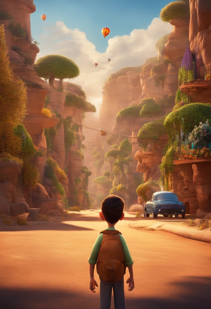 filme Oppenheimer 2023 estilo filmes Pixar, Com nome "Maneira de se conectar", poster, with credits
