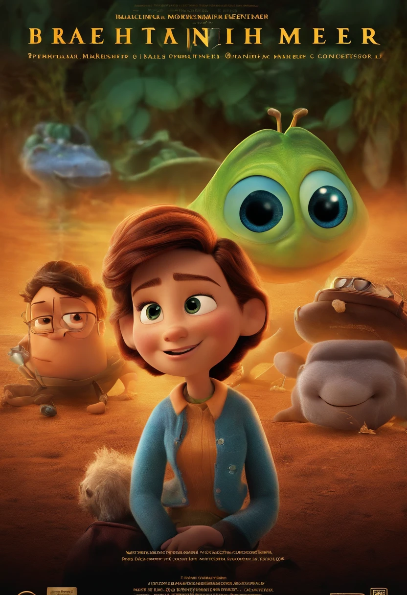filme Oppenheimer 2023 estilo filmes Pixar, Com nome "Maneira de se conectar", poster, with credits