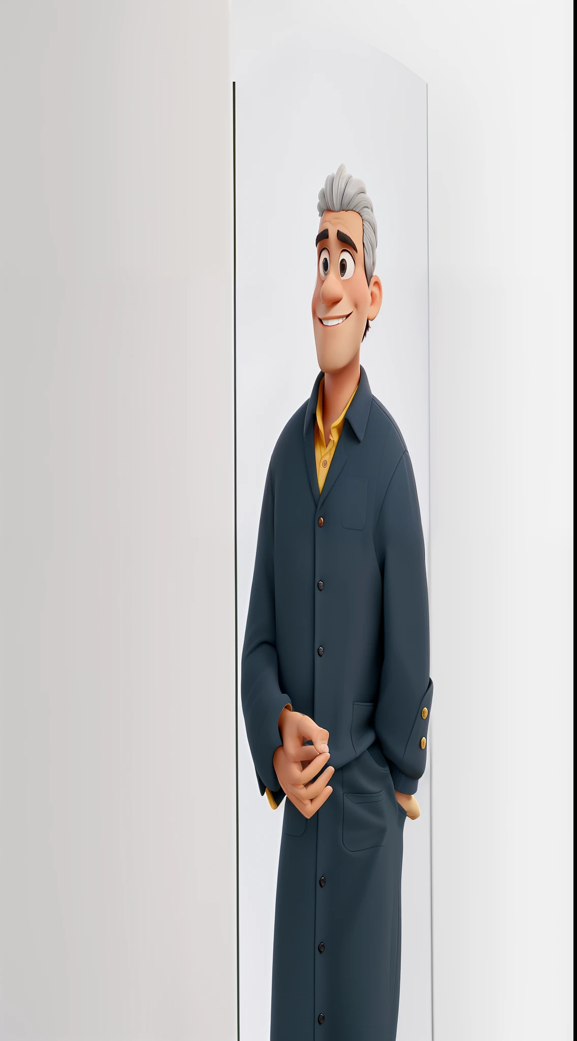 Um um pouco calvo, de olhos castanhos escuros, sorridente, professor, in an environment of innovation and business