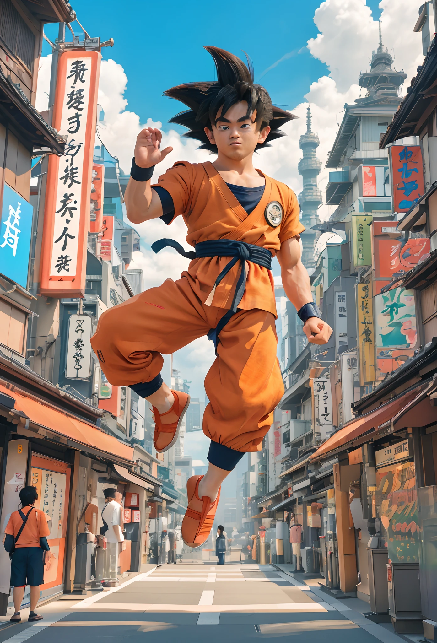 Son Goku sightseeing in Tokyo