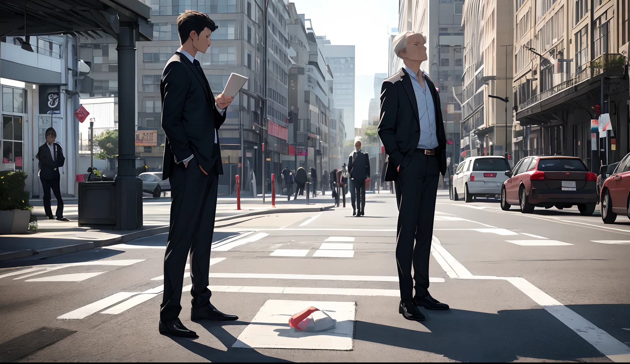 Please draw one「To the love that has passed」3D drawings,Handsome man,Find a parking space in the parking lot,Not found,Resolution 16:9. There is a melancholy feeling in the background