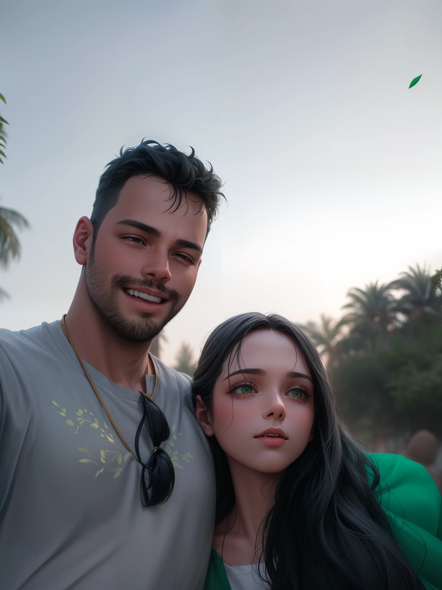 Um jovem casal, The Girl in Green and the Boy in Grey. Em um fim de tarde