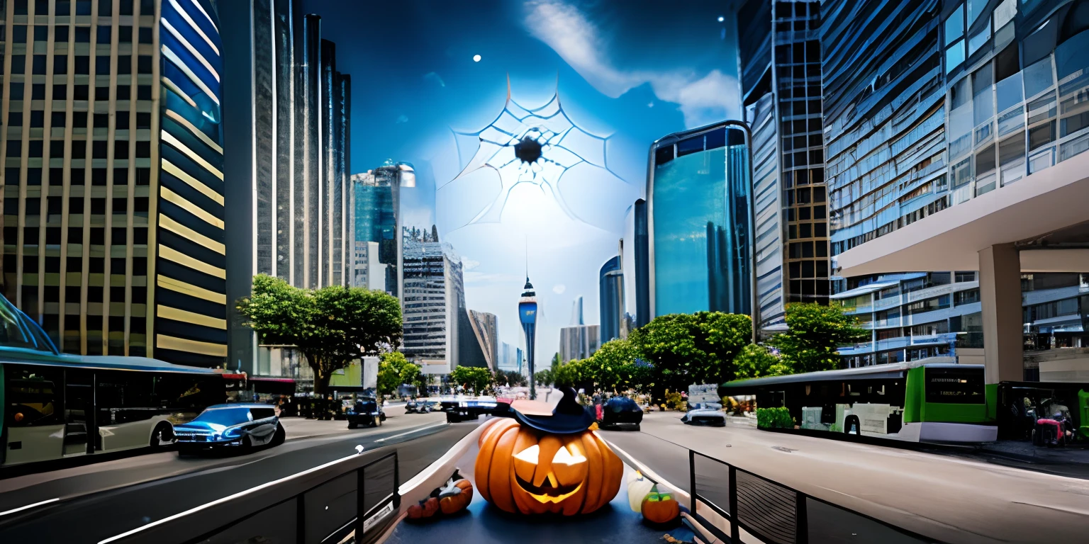 put some cute pumpkins with witch hat and smiling