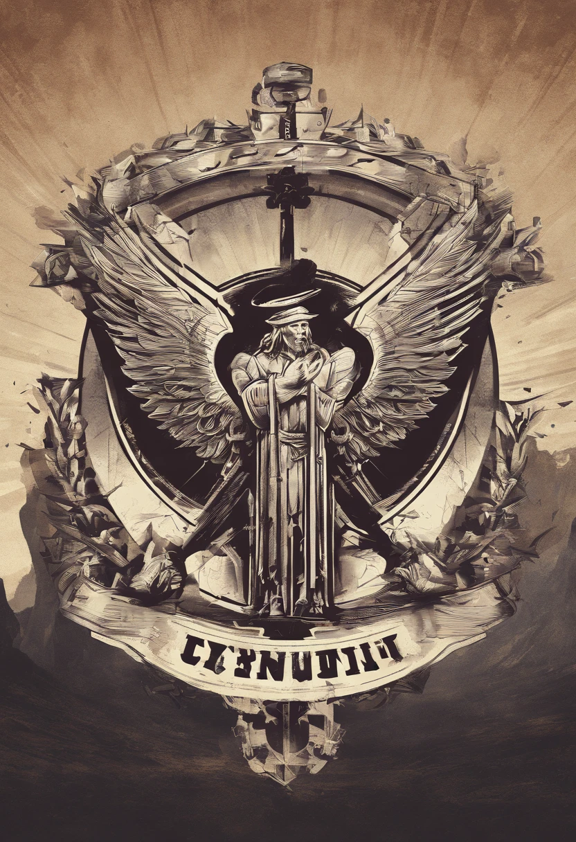 United by the Strength of Christ, logo, escudo, alta qualidade, detalhado