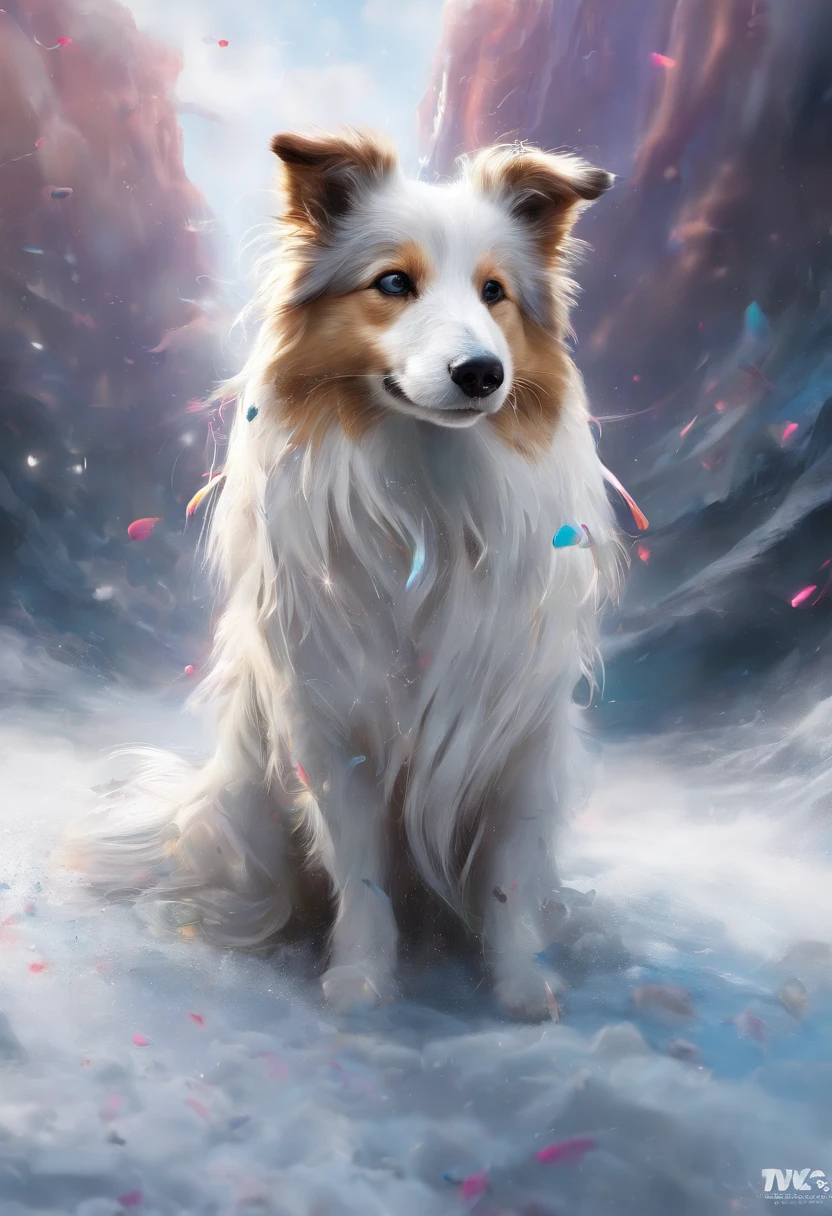Splash art, a Shetland sheepdog, ((white background)), piercing eyes, epic Instagram, artstation, splash style of colorful paint, contour, hyperdetailed intricately detailed , unreal engine, fantastical, intricate detail, splash screen, complementary colors, fantasy concept art, 8k resolution, deviantart masterpiece, oil painting, heavy strokes, paint dripping, splash arts
