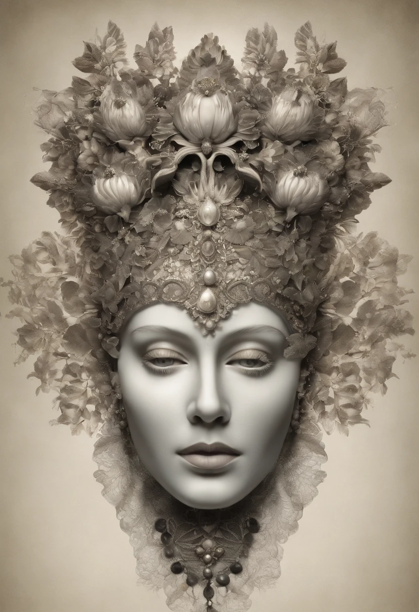 detailed realistic beautiful porcelain skull goddess portrait by jean delville, gustave dore, iris van herpen and marco mazzoni, art forms of nature by ernst haeckel, art nouveau, symbolist, visionary, gothic, neo - gothic, pre - raphaelite, fractal lace, intricate alien botanicals, ai biodiversity, surreality, hyperdetailed ultrasharp octane render