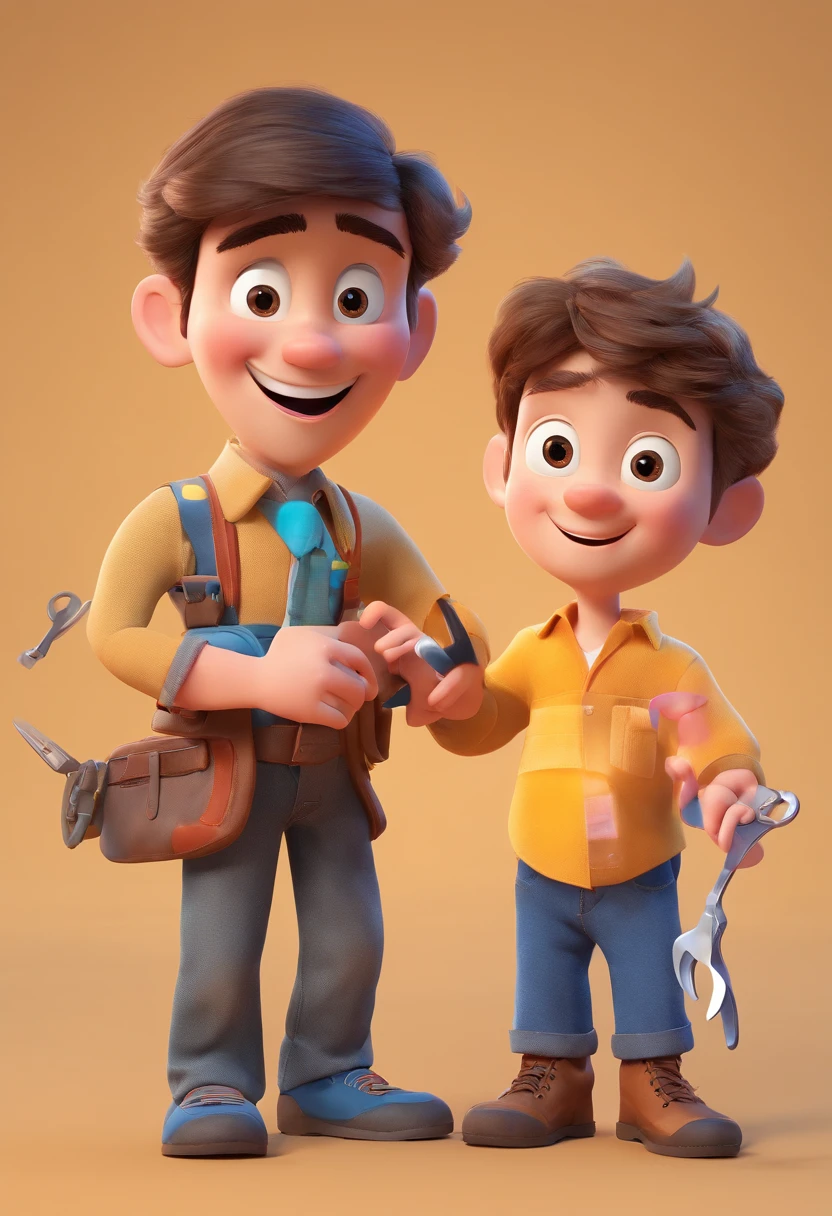 Estilo Pixar: The grown man is holding a naked blue-eyed boy and in his other hand he is holding a pair of scissors and is trying to cut off the boy's testicles,3D Poster,Disney