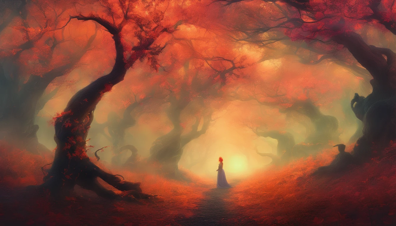 "(best quality, highres, ultra-detailed), The goddess of Halloween casting mystical glowing spells in a haunted forest, orange and pink hues, vivid colors, extreme detail description, sharp focus, studio lighting, horror, magical, eerie atmosphere, swirling fog, ethereal glow, ancient trees, twisted branches, glowing pumpkins, moonlit sky, mysterious shadows, spellbinding, enchanting, hauntingly beautiful"
