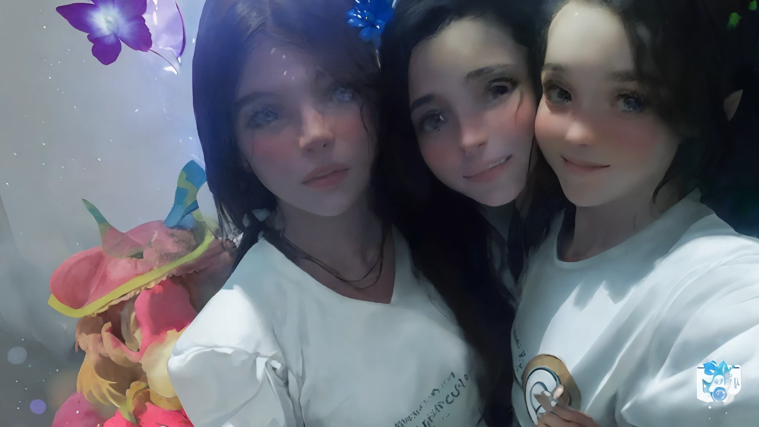 There are three girls who are posing for a photo together, non blurry, imagem de qualidade muito baixa, Beautiful girls, imagem desfocada, Directed by: Nandor Soldier, Roomies, foto de baixa qualidade, foto de perfil, modelagem para dulce e gabanna, non blurry, dessaturados!!, imagem do avatar, foto do perfil, com rostos molhados!!, imagem de perfil
