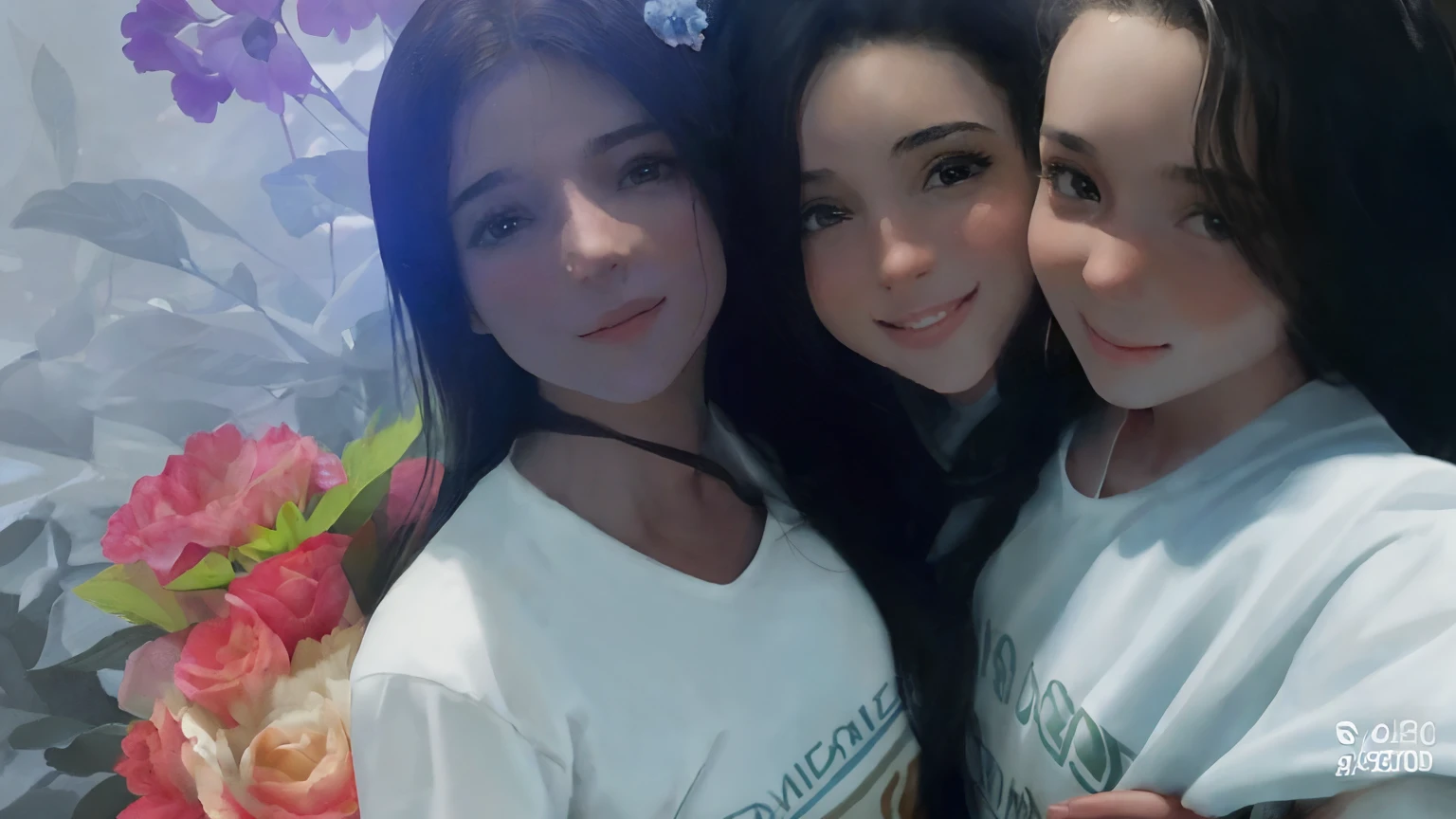 There are three girls who are posing for a photo together, non blurry, imagem de qualidade muito baixa, Beautiful girls, imagem desfocada, Directed by: Nandor Soldier, Roomies, foto de baixa qualidade, foto de perfil, modelagem para dulce e gabanna, non blurry, dessaturados!!, imagem do avatar, foto do perfil, com rostos molhados!!, imagem de perfil