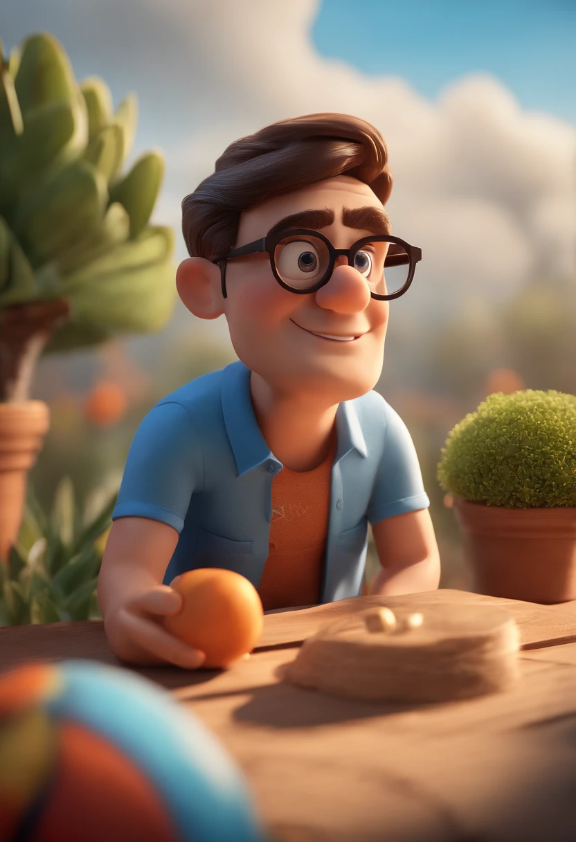 Cartoon character of a man with black glasses and a blue shirt, animation character, Caractere estilizado, animation style rendering, 3D estilizado, Arnold Maya render, 3 d render stylized, toon render keyshot, Personagem 3D, Personagem 3D, 3d rendering stylized, 3 d character render, personagem de desenho animado, Personagem de close up, Pose de personagem,  (Estilo Pixar) (master part:1.2) (Bokeh) (best quality) (pele detalhada) (textura detalhada) (8k) (argila) (Cinematic lighting) (foco nítido