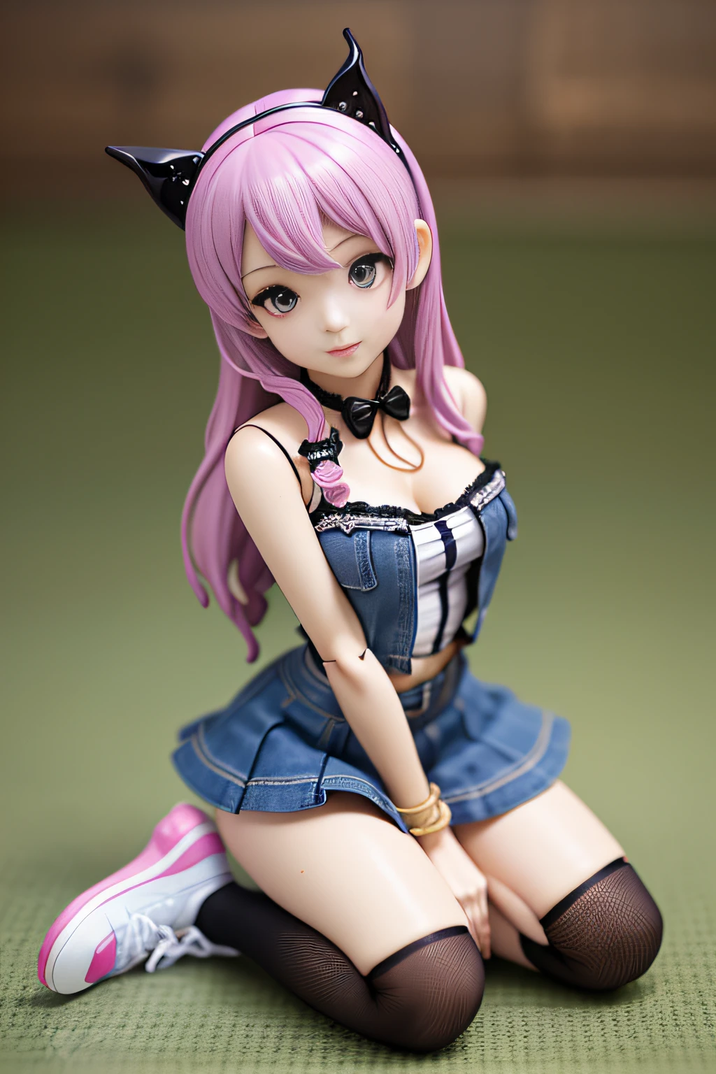 ((pvc figurine))((ariana grande)) arafed woman in a denim dress and socks posing on a bed, hot petite teen girl, hot petite, petite girl, lone petite female goddess, mini jeans skirt, beautiful alluring teen, tube-top dress, of a schoolgirl posing, mini-skirt, cute schoolgirl, short minidress, petite, full body cute young lady, in a dress (sfw), avant garde fashion model pop up parade figure, seductive anime girl, anime figure, anime figurine, seductive. highly detailed, aoshima chiho, ( highly detailed figure ), pvc figurine