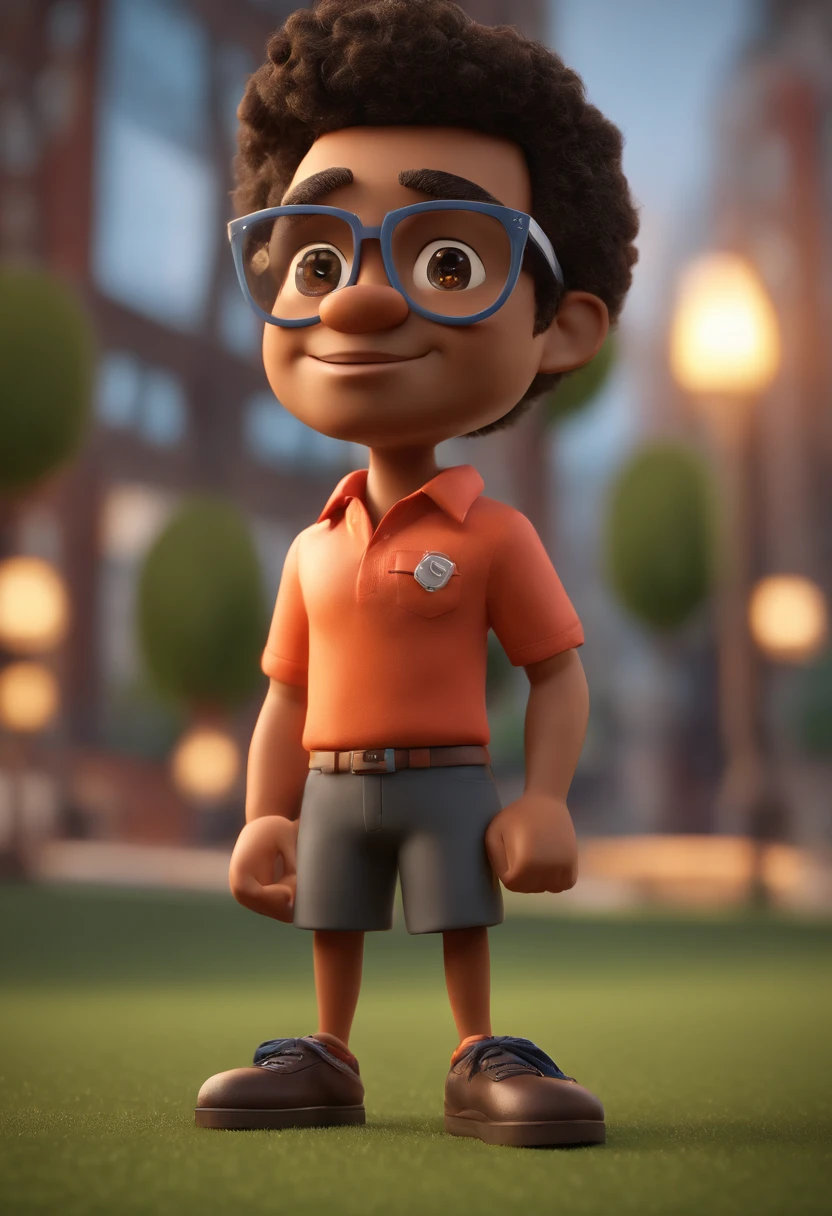 Bruno Mars cartoon cartoon of a man with black glasses and a blue shirt, animation character, Caractere estilizado, animation style rendering, 3D estilizado, Arnold Maya render, 3 d render stylized, toon render keyshot, Personagem 3D, Personagem 3D, 3d rendering stylized, 3 d character render, personagem de desenho animado, Personagem de close up, Pose de personagem, (Estilo Pixar) (master part:1.2) (Bokeh) (best quality) (pele detalhada) (textura detalhada) (8k) (argila) (Cinematic lighting) (foco nítido