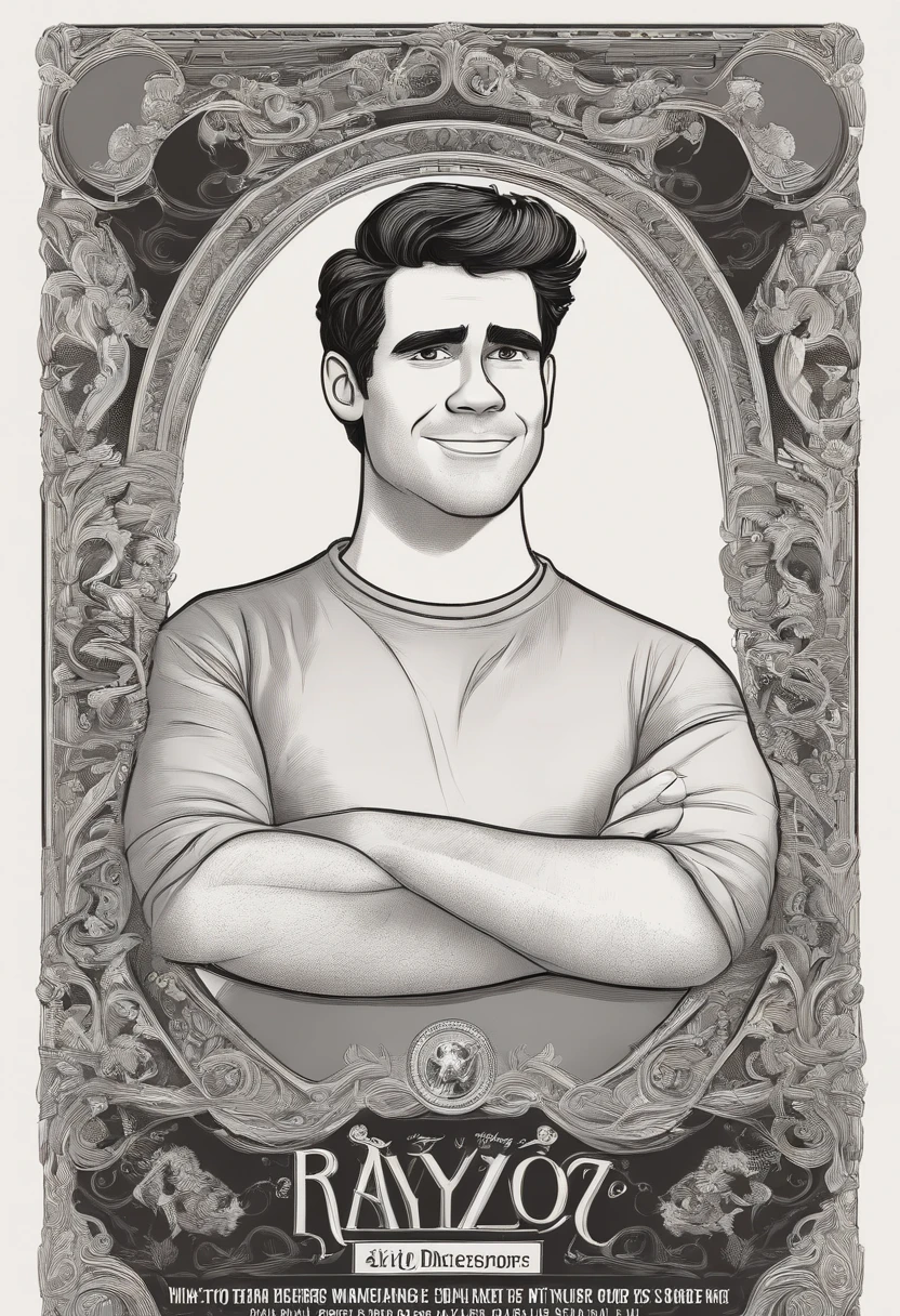 description: Make a young man
Features: Ele tem 23 anos, sobrancelhas grossas , Growing beard and short black hair half spiky
Scenario: Disney cartoon type in a recording studio
Share: He is wearing a black shirt with the text "RAYLTO CDS" .
qualidade: Pixar, ..3d, Disney
Criando Personagem Disney, Pixar