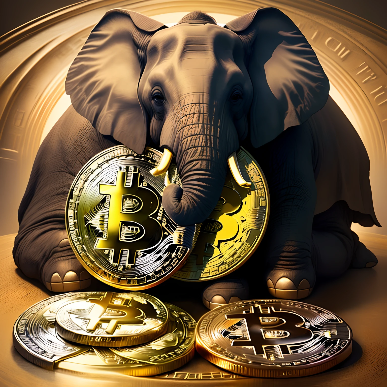 Create an elephant carring Bitcoin