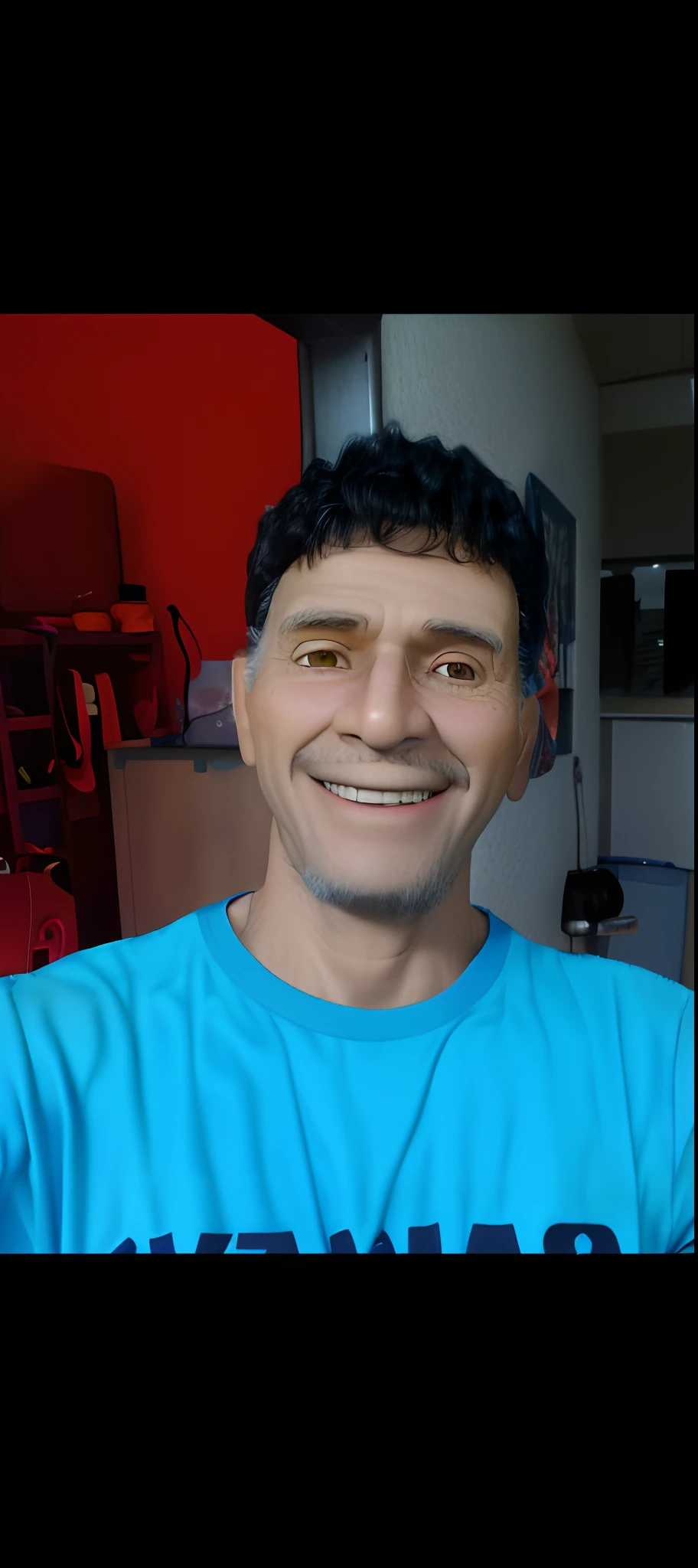 Pixarstyle A waist-high portrait of an elderly man with social clothes, smile, natural skin texture, 4K textures, HDR, intricate, highly detailed, sharp focus, cinematic look, hyper-detailed
