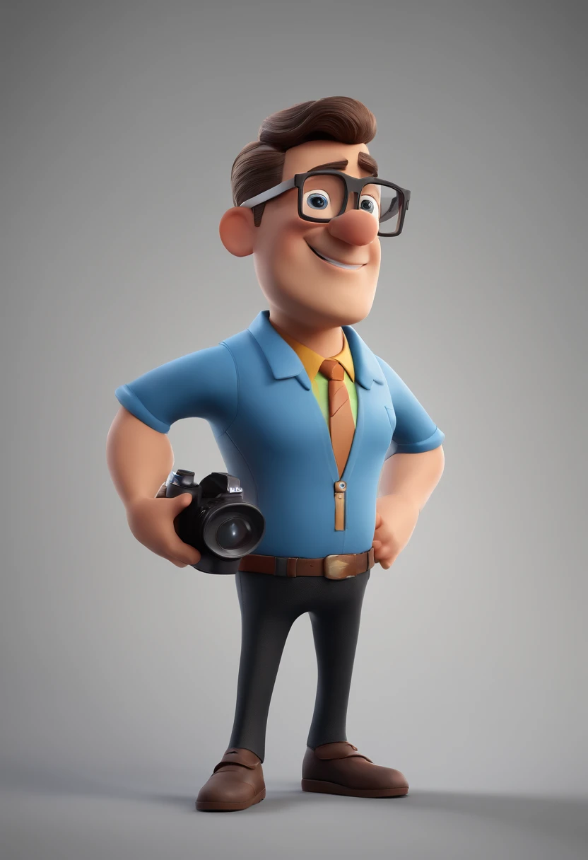 Cartoon character of a man wearing black glasses and a blue shirt, um personagem animado, Caractere estilizado, animation style rendering, 3D estilizado, Arnold Maya render, 3 d render stylized, toon render keyshot, Personagem 3D, Personagem 3D, 3d rendering stylized, 3 d character render, personagem de desenho animado, Personagem de close up, Pose de personagem, (Estilo Pixar) (master part:1.2) (Bokeh) (best quality) (pele detalhada) (textura detalhada) (8k) (argila) (Cinematic lighting) (foco nítido,Senta e vaza a parte superior do corpo