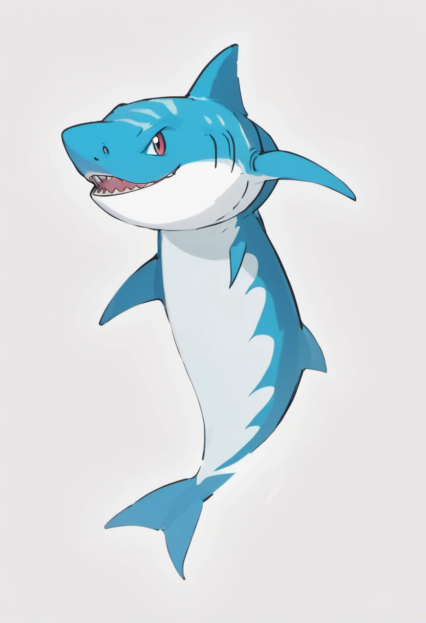 Tiger shark，A species of shark，white backgrounid，The side of the fish