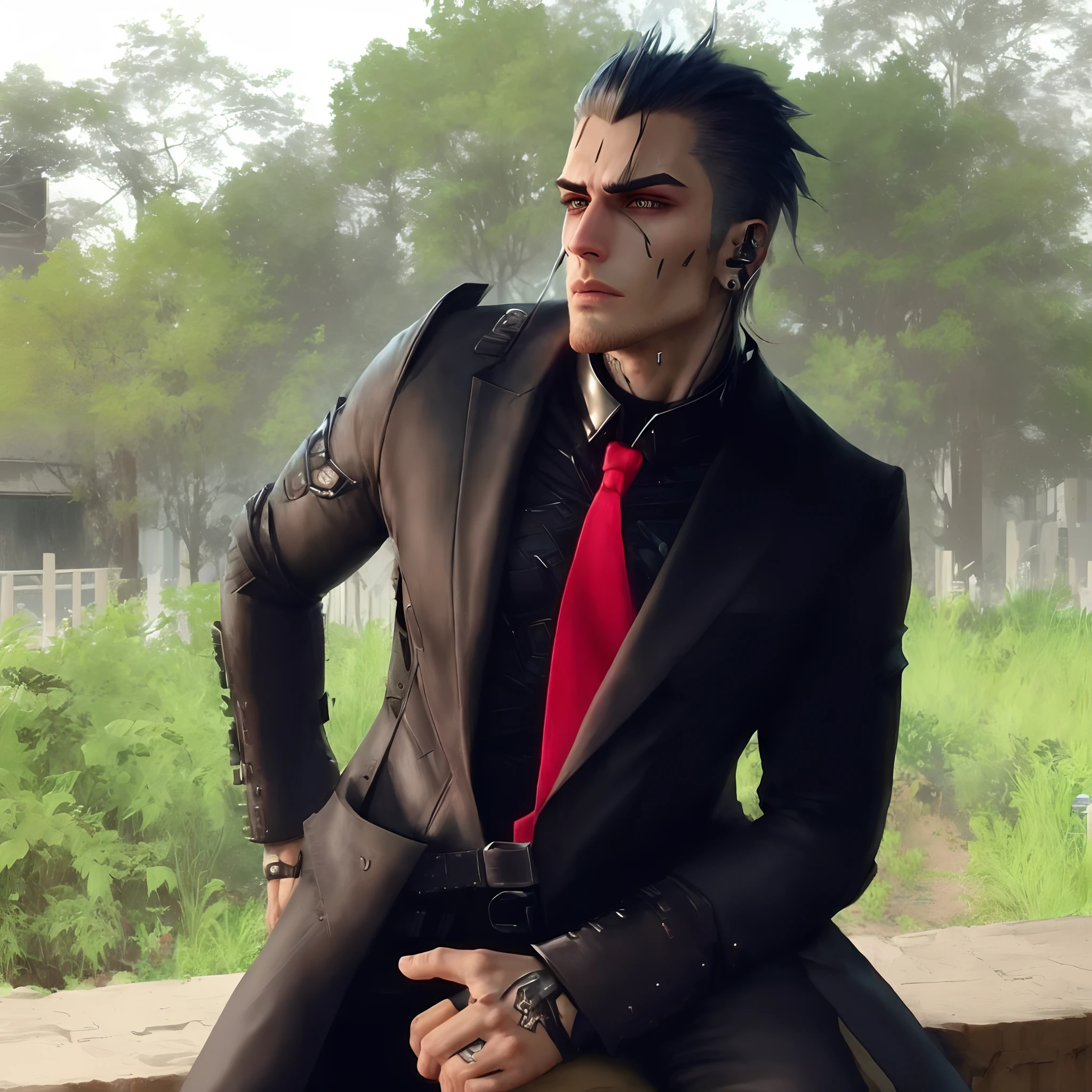 Cyberpunk handsome manm,realistic face man, high testosterone, attractive, jaw