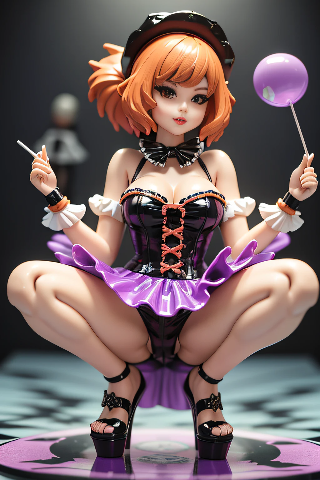 (((pvc figurine))) ((Selena Gomez)), ((halloween)) ((magic forest)), (sexy costume), ((masterpiece)) , cute body, (Pennywise) from 'It' DIY Halloween Costume, If anyone fears clowns, they'll surely hide after you transform into Pennywise from It. For this shapeshifting monster, you'll need orange hair, a white dress and a red balloon. Oops upskirt, squatting, suck lollipop, avant garde fashion model pop up parade figure, seductive anime girl, anime figure, anime figurine, seductive. highly detailed, aoshima chiho, ( highly detailed figure ), pvc figurine