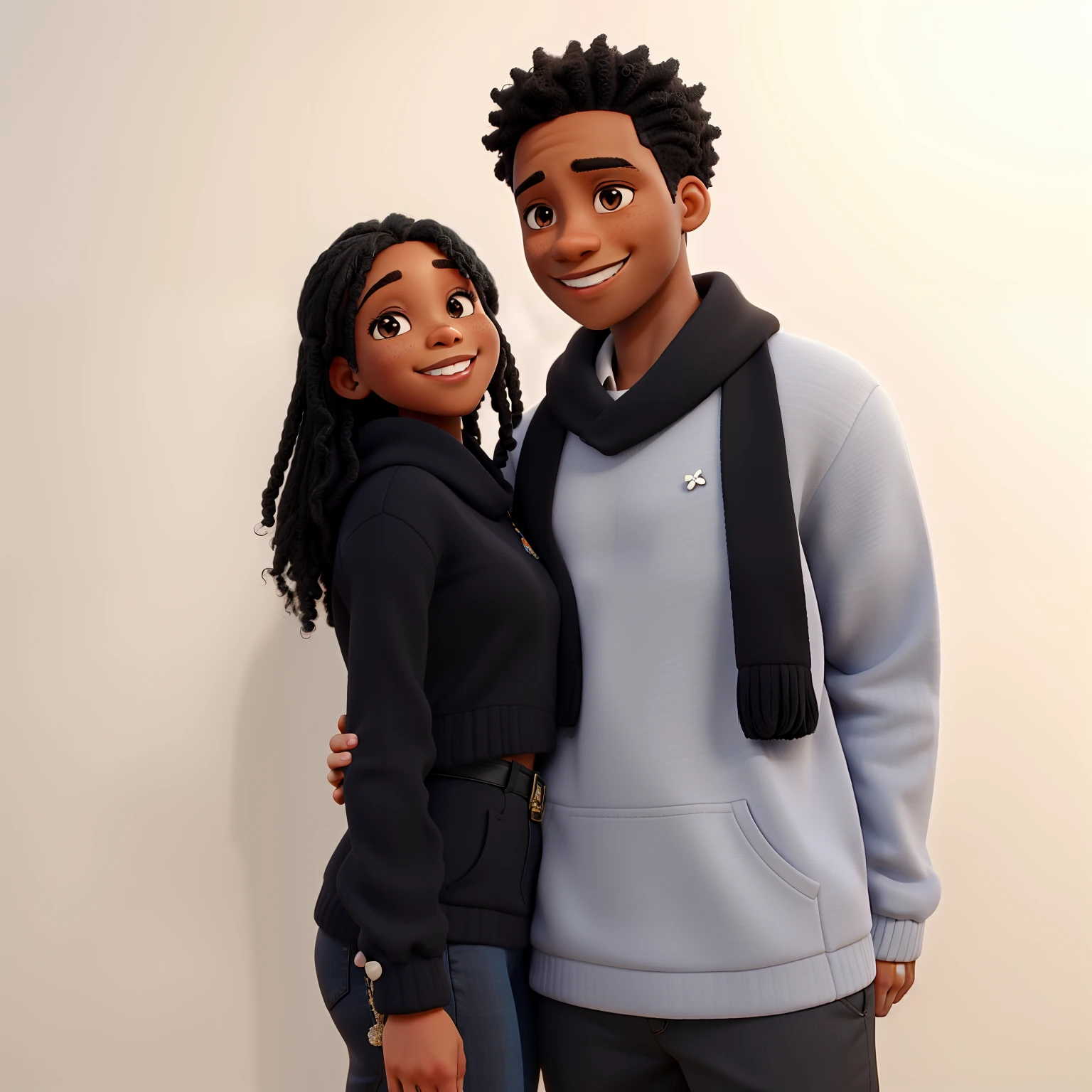 A beautiful, cute black couple of lovers smiling