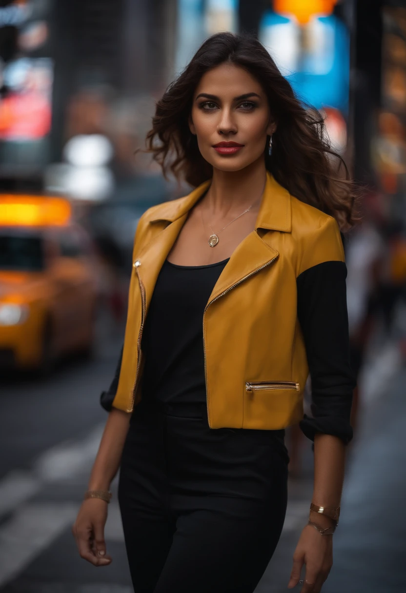 Position the camera level with the busy sidewalks of Times Square, em Nova York, capturando a cena em uma perspectiva baixa. O protagonista, um jovem determinado, WALKS TOWARDS THE CAMERA, ocupando o centro do enquadramento. Her steady steps and watchful eye on her sleek wristwatch show her haste not to miss an important meeting.
As cores vibrantes e cintilantes dos letreiros de neon preenchem o fundo, creating an electric atmosphere. Use seaart codes to bring out these colors, making them appear to pop out of the picture. Pay attention to the smallest details, such as the nuances of light that reflect on the person's face and advertising signs.
Os cabelos castanhos do protagonista, Elegant hairstyles, devem ser retratados com texturas e movimento sutis. Light brown eyes should convey confidence and focus, capturing the viewer's attention.
Para adicionar um toque de realismo, Use codes that create the illusion of textures on the protagonist's clothing, como os vincos e detalhes da camisa preta. You can also play around with the depth of field, blurring the background to emphasize the protagonist walking with determination.
Take advantage of the soundscape of Times Square and add little codes that suggest the sound of lively conversations, Car horns and background music. This will help convey the chaotic and vibrant atmosphere of the place.
No geral, foque em capturar a energia e o movimento da Times Square, Highlighting the protagonist amidst this iconic setting. Use os recursos do seaart para criar uma imagem detalhista, com cores vibrantes e realismo, conveying the character's determination and confidence amidst the chaos of the city