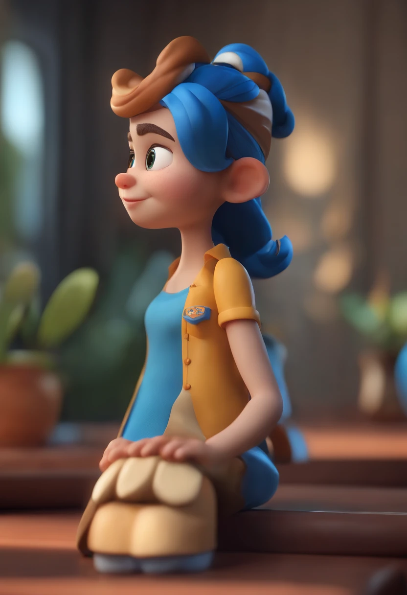 Personagem dos desenhos animados de uma mulher com uma camisa azul, animation character, Caractere estilizado, animation style rendering, 3D estilizado, Arnold Maya render, 3 d render stylized, toon render keyshot, Personagem 3D, Personagem 3D, 3d rendering stylized, 3 d character render, personagem de desenho animado, Personagem de close up, Pose de personagem,  (Estilo Pixar) (master part:1.2) (Bokeh) (best quality) (pele detalhada) (textura detalhada) (8k) (argila) (Cinematic lighting) (foco nítido