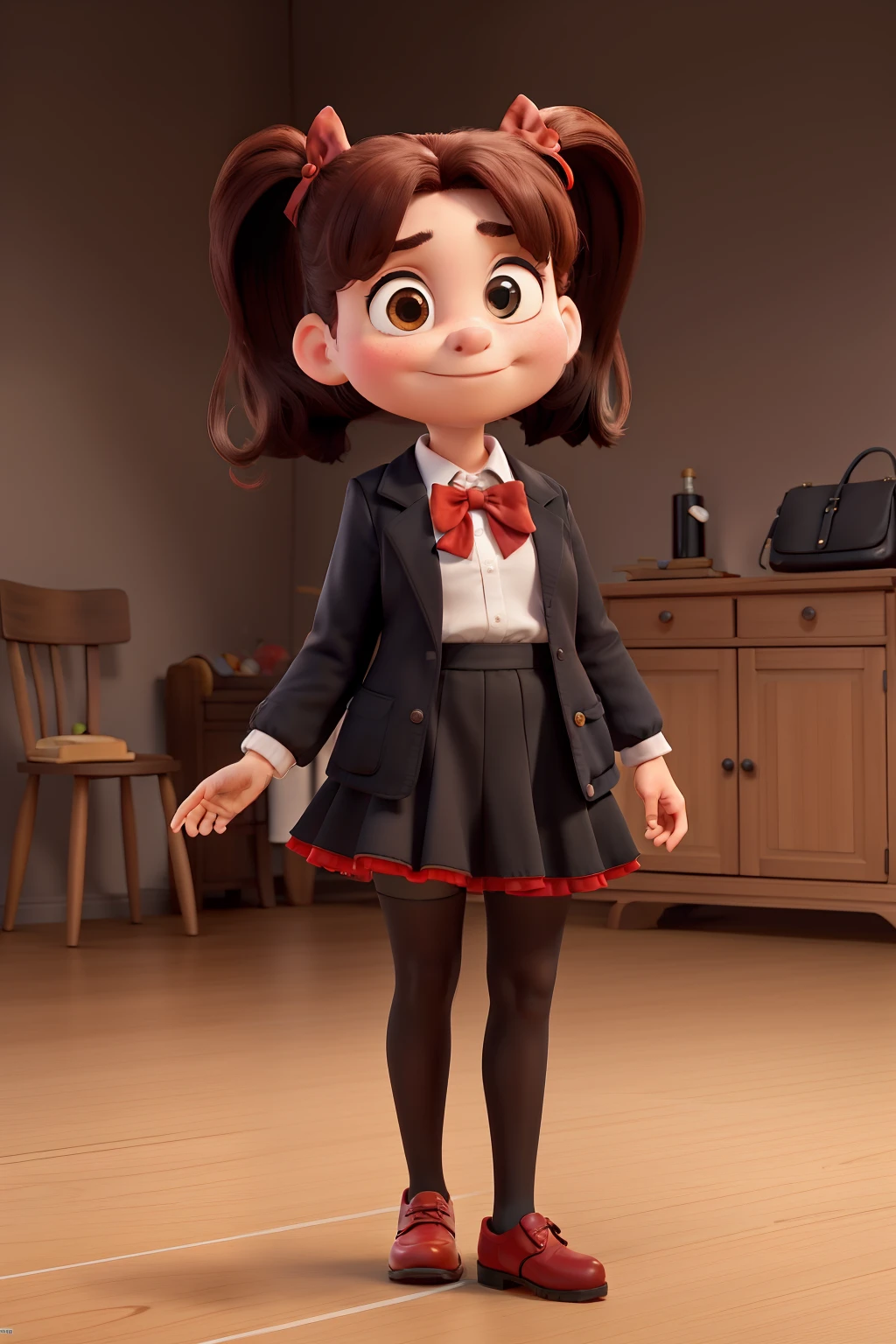 master part, best quality, feMonica, coque de cabelo, pigtail, red bow, Black jacket, black skirt, Red pantyhose, parte superior do corpo, de cima, deitado de costas, grama, Olhando para o Viewer, Cansado, sorrir, Jardim