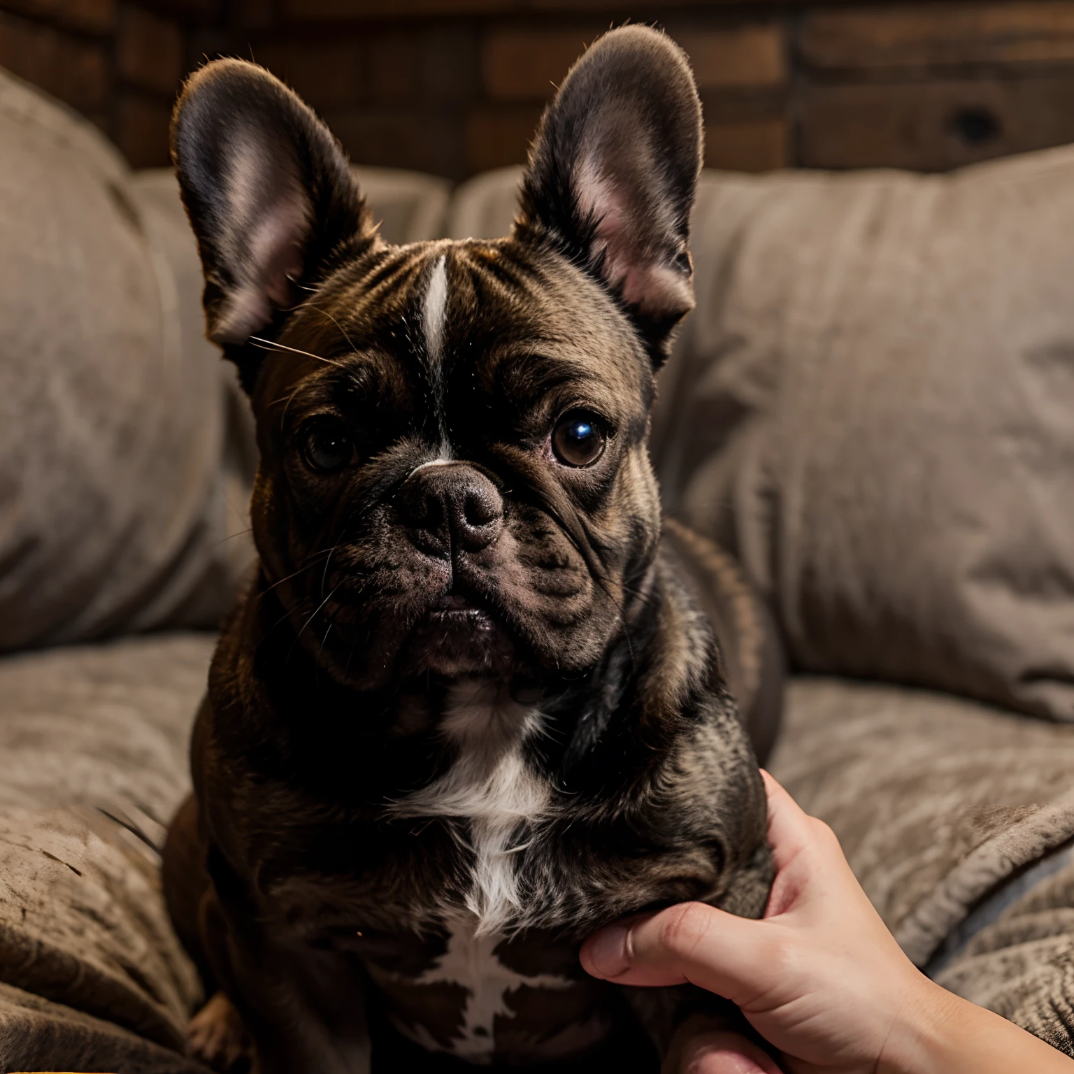 Brindle French Bulldog Is Very Happy