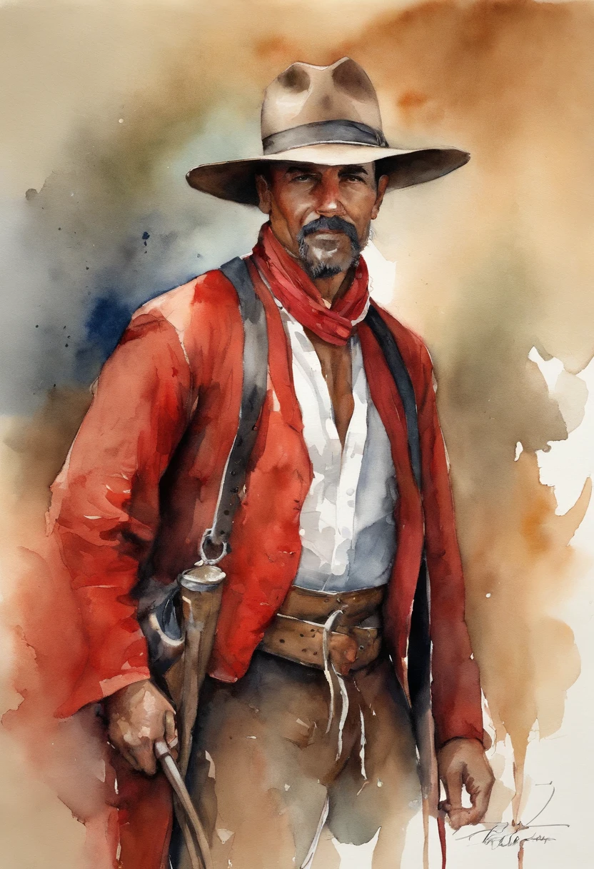 brasileiro, nativo gaucho, Hook, velho , Wide pants , cinta larga, bota de couro, espada, Red scarf with knot,