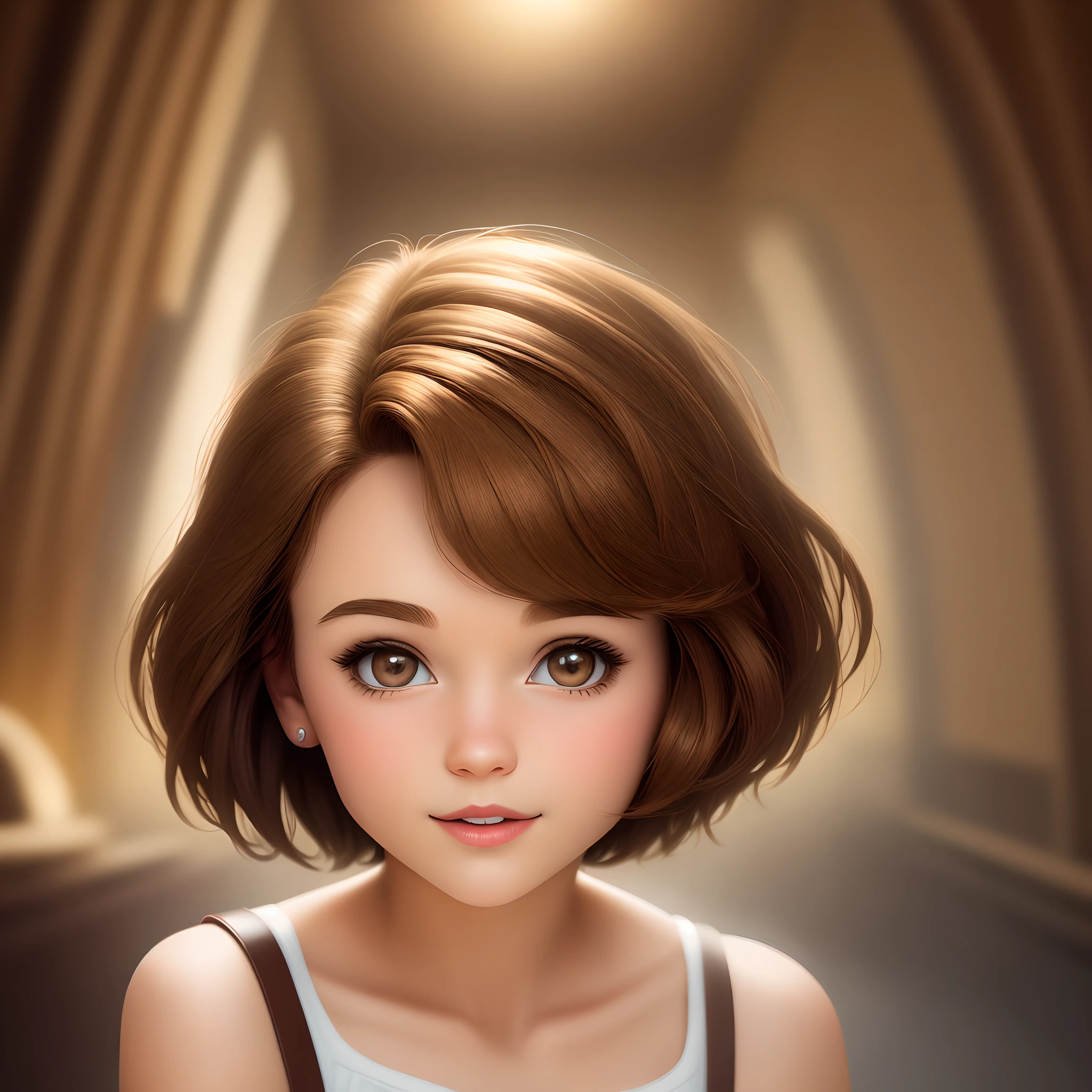 create a Disney poster picsart 28 years old, short shoulder length hair, light brown hair, brown eyes, white. best creative quality, high positive quality